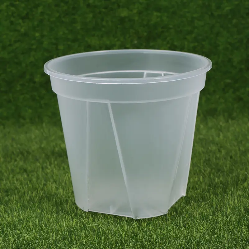 1Pc Clear Flower Pot Planter With Tray 10cm/12cm/14cm PP Transparent Flower Pot Orchid Pot With Holes For Home Office Desk
