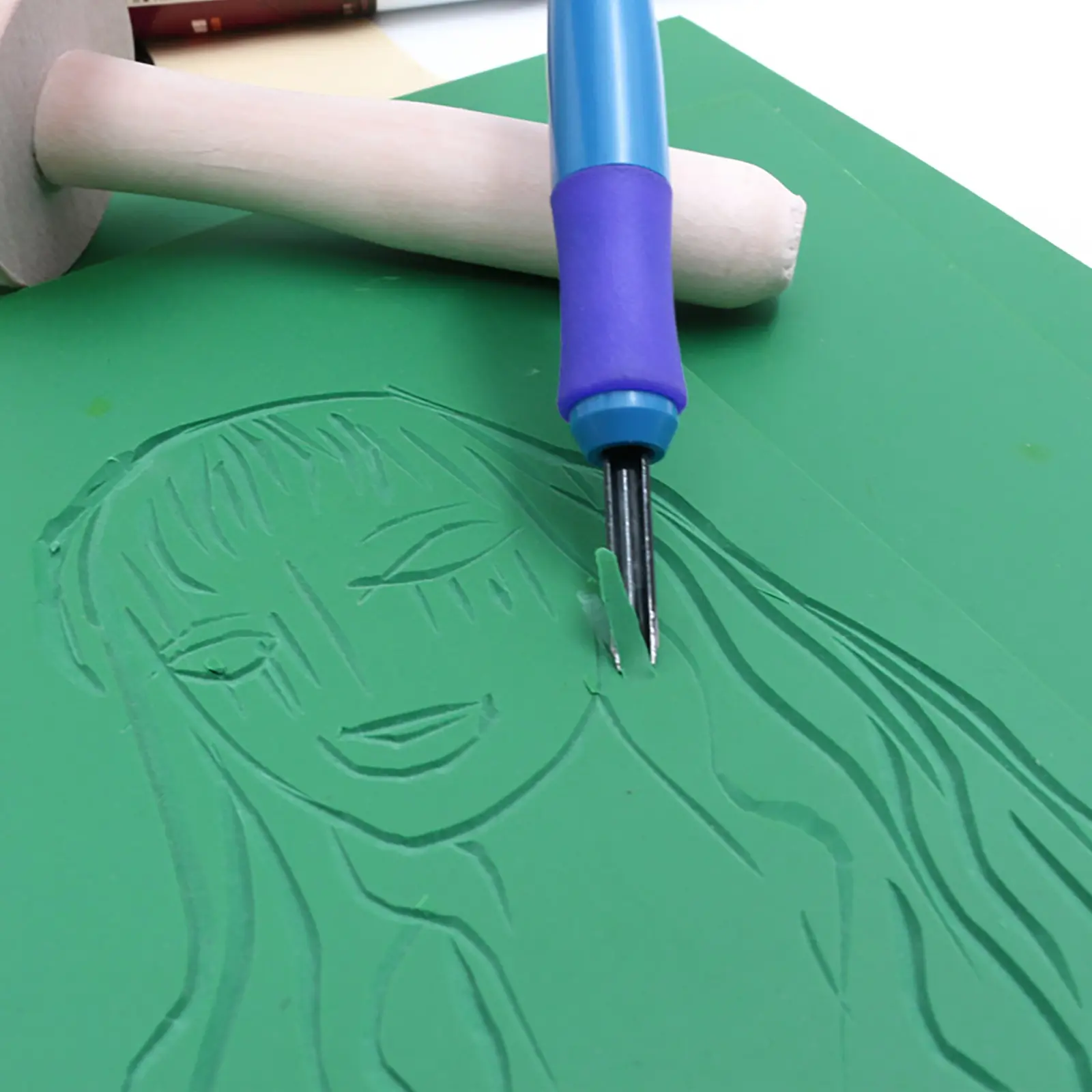Carving Rubber Block Printmaking Stamp Blocks Kit Sheet Printing Board Plate Making Linoleum Starter Tool Artist Soft Linoleo