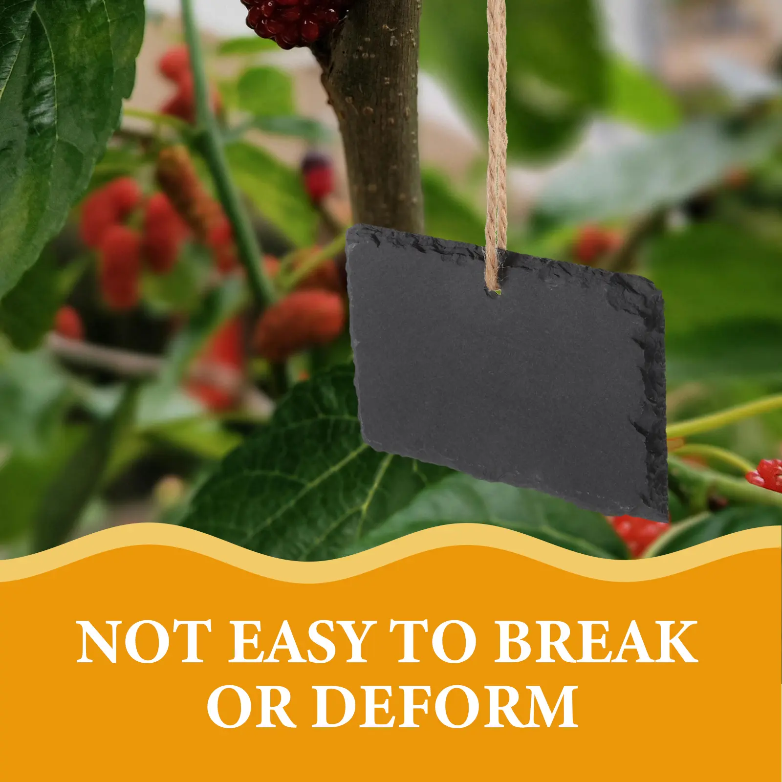 2PCS Large Black Plant Labels With Rope Garden Markers Stone Tags Signs Outdoor Plant Label Tags Hanging Name Tags