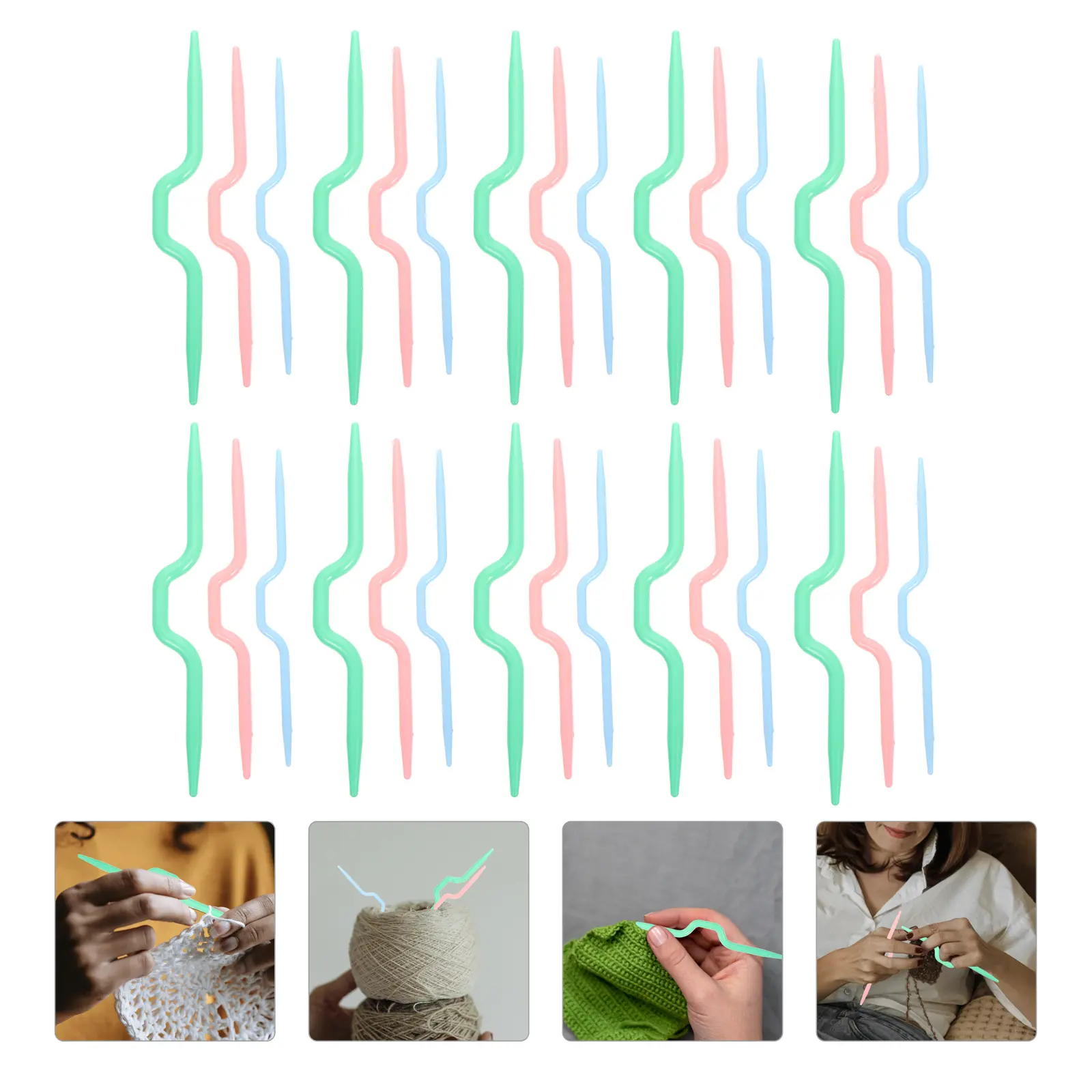 30 Pcs Knitting Needles Crochet Hooks Plastic Lightweight Tools DIY Weaving Accessories Household Beginner Advanced