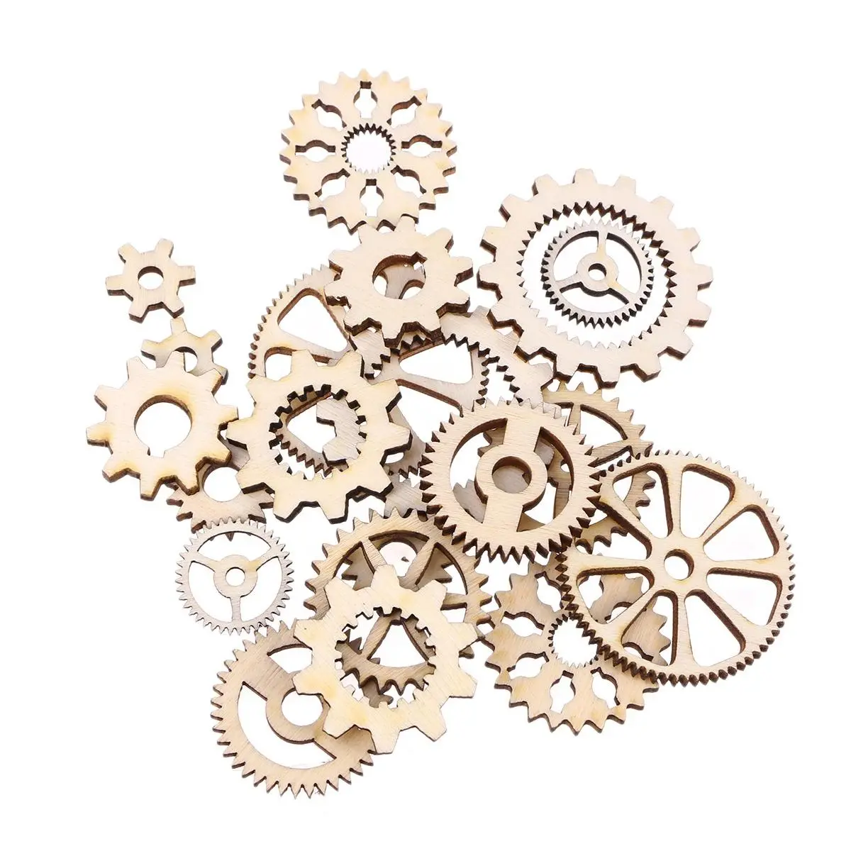 20 Pcs Wooden Gear Craft Diy Wood naments For Home Wall Decorations Gift Tags Embellishments Art Projects Sewing Tools Accessory