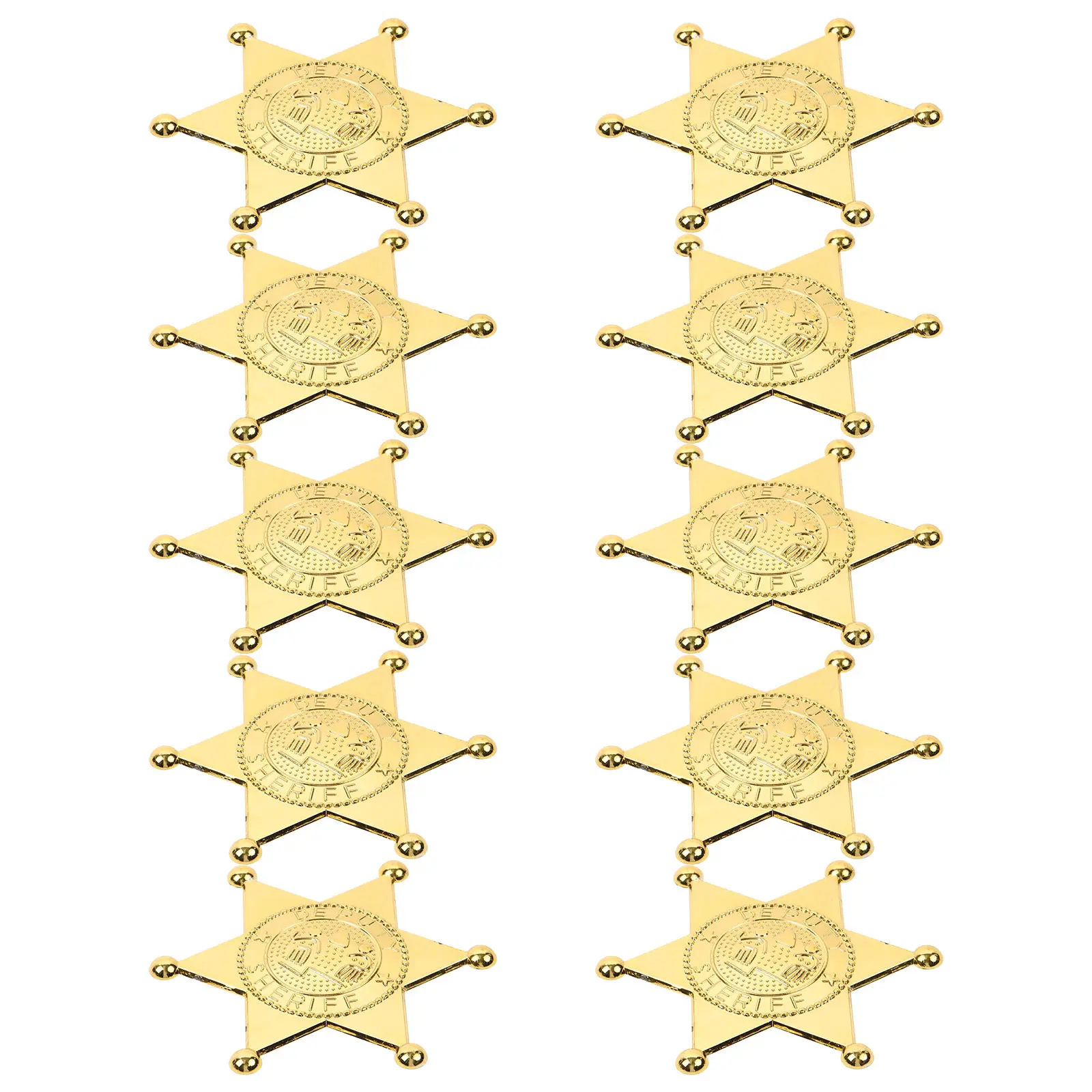10 Pcs Plastic Police Badge Pins Sheriff Star Decorative Brooches Party Cosplay Props Festive Accessories Costume Stage