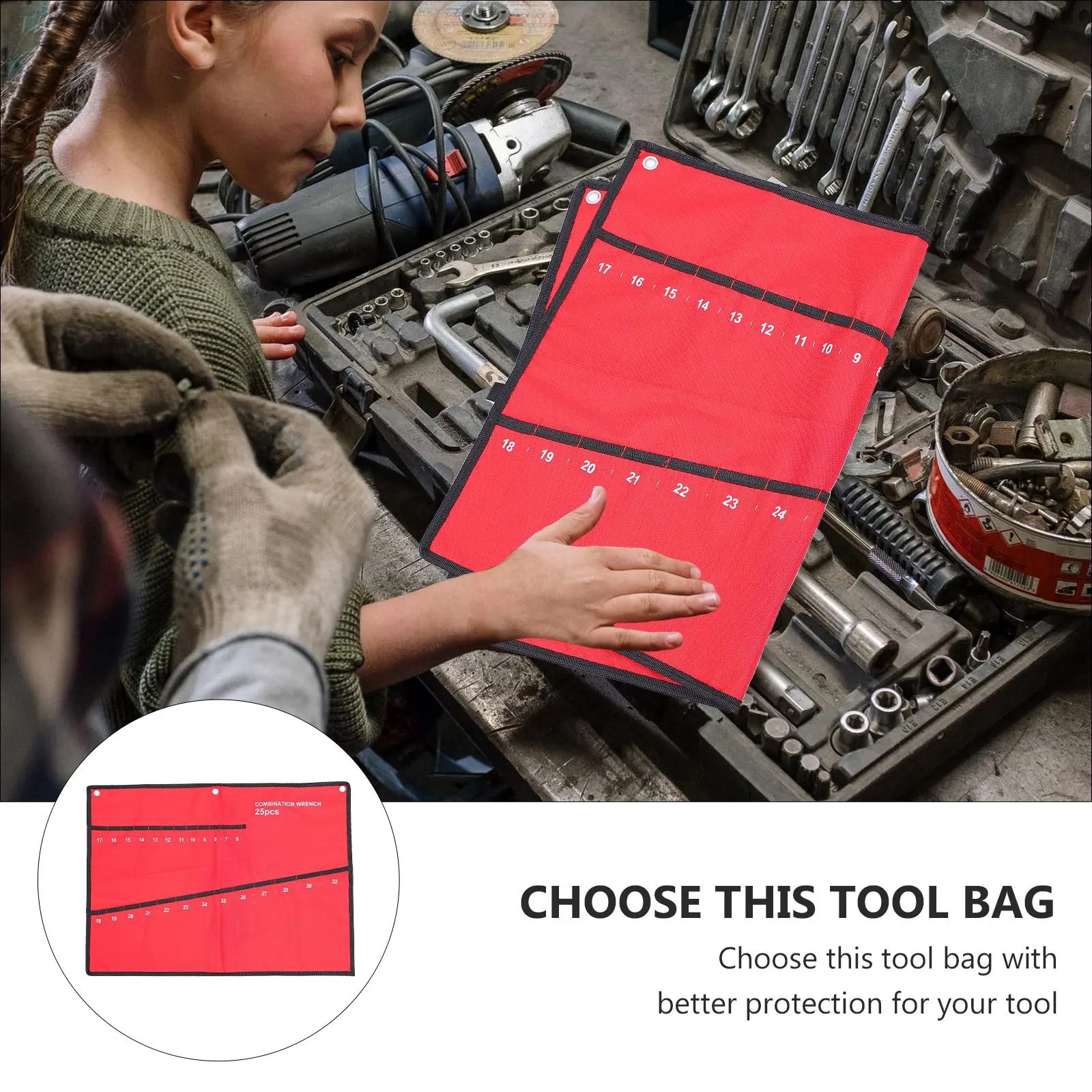 Tool Storage Bag Wrench ganizer Canvas Spanner Holder Bundle Case Multi Functional Portable Tool Bag Hardware Tool Pouch