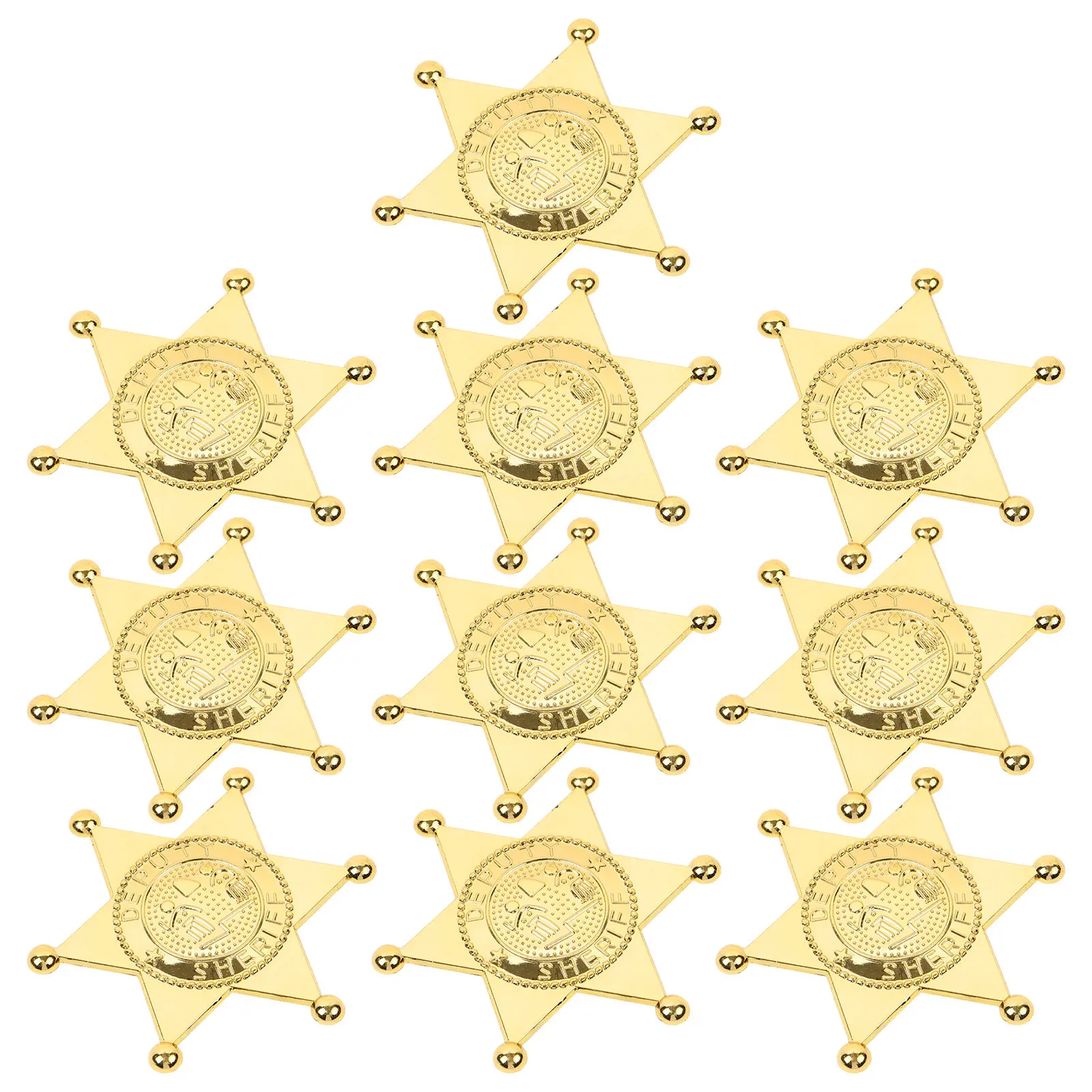 10 Pcs Plastic Police Badge Pins Sheriff Star Decorative Brooches Party Cosplay Props Festive Accessories Costume Stage