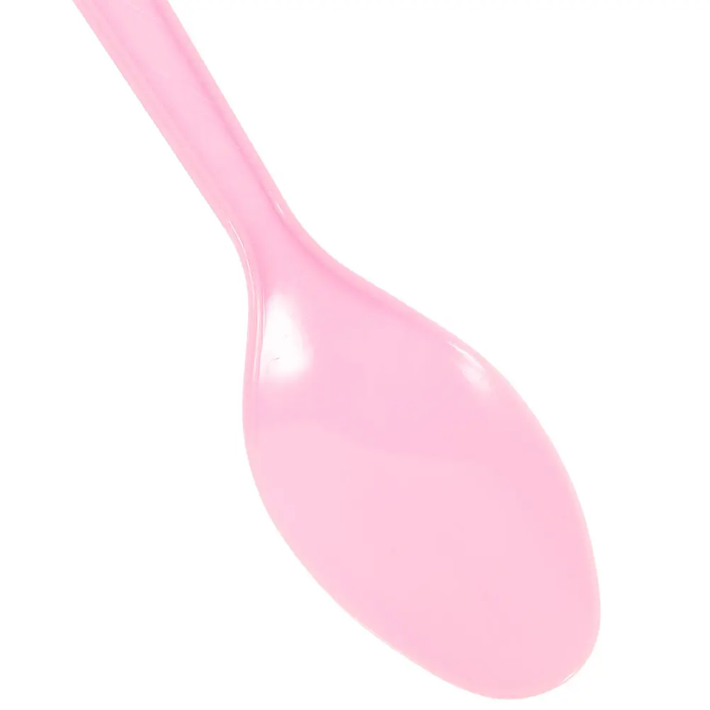 50pcs Pink Plastic Spoons Disposable Tableware Party Supplies Cake Spoon for Ice Cream Dessert Eating Stable Material Creative