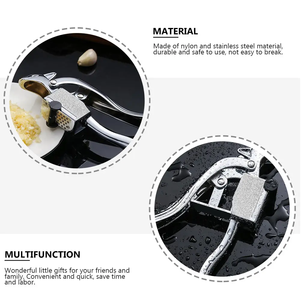 Squirrel Garlic Press Kitchen Tool Stainless Steel Zinc Alloy Safe Easy Clean Manual Ginger Crusher Veggie Gadget Gift