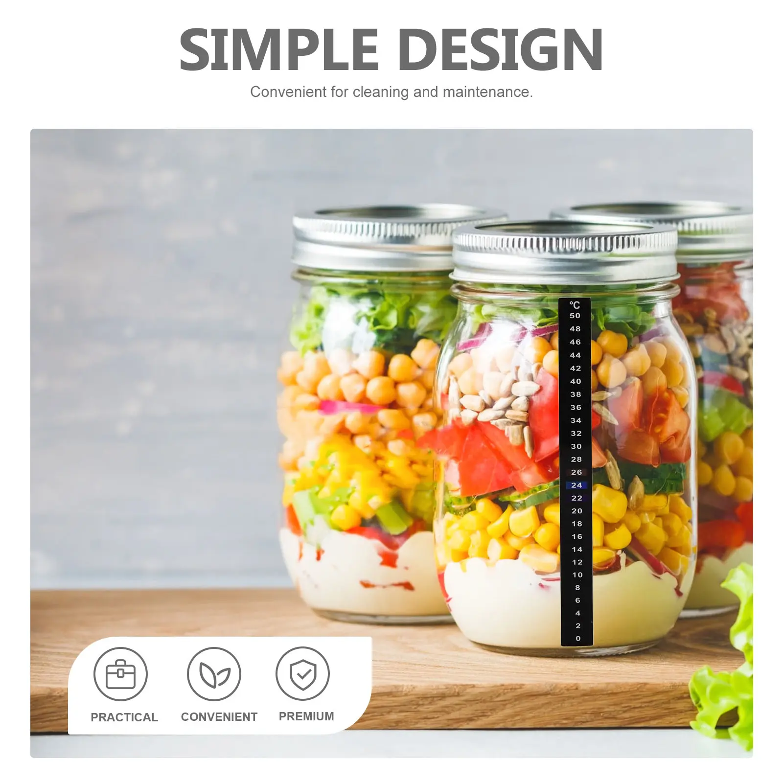 5 Pcs Mason Jar Fermentation Thermometer Sticker Strips Brewing Tank Temperature Measurement Beer Supplies Stick On Adhesive