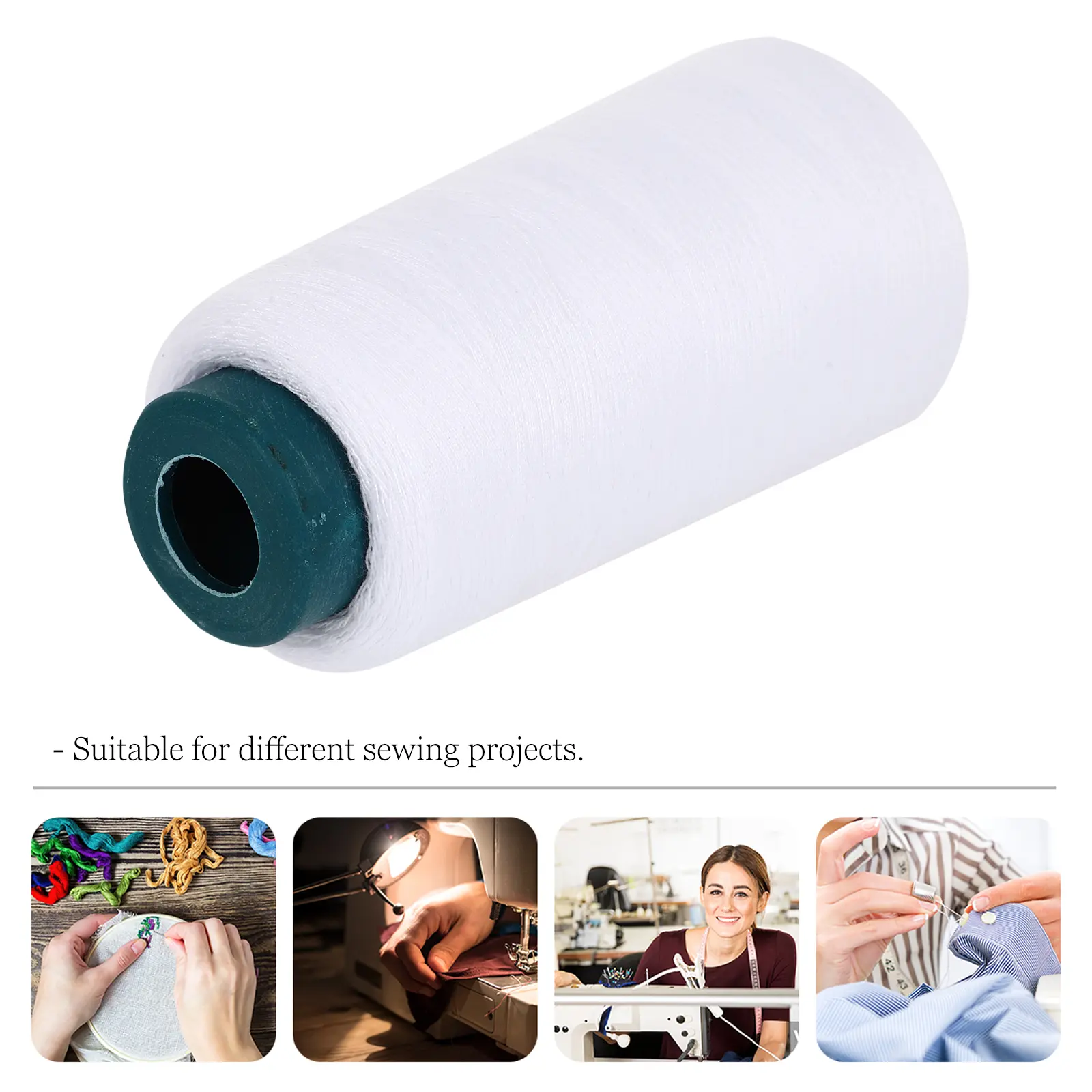 3000 Yards Bleached White High Strength Polyester Sewing Thread Spool For Quilting Embroidery Garment Home Textiles Crafts
