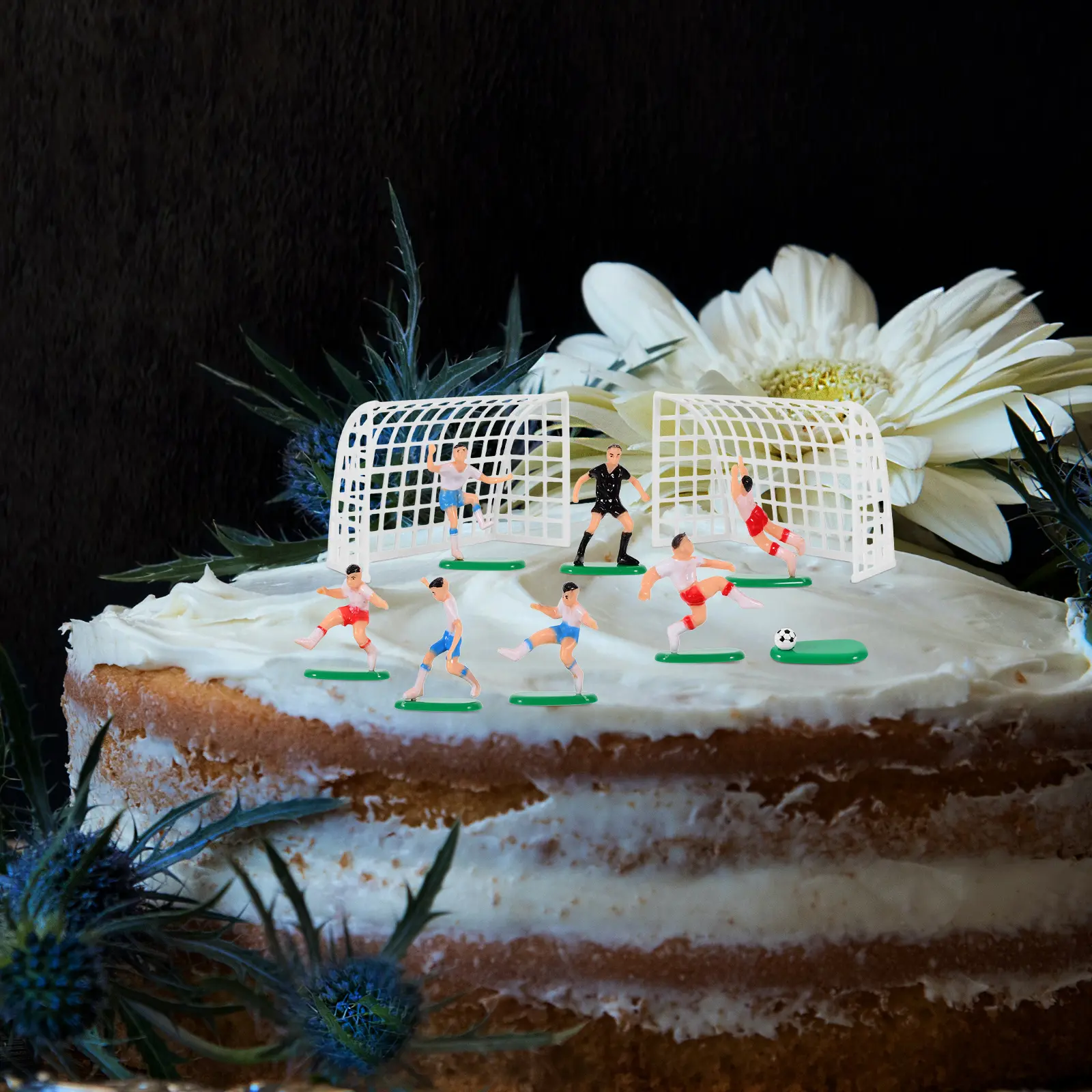 6 Figures Football Team Decorations Cake Toppers Kids Birthday Soccer Player nament Party Supplies Cake Decorating Accessories