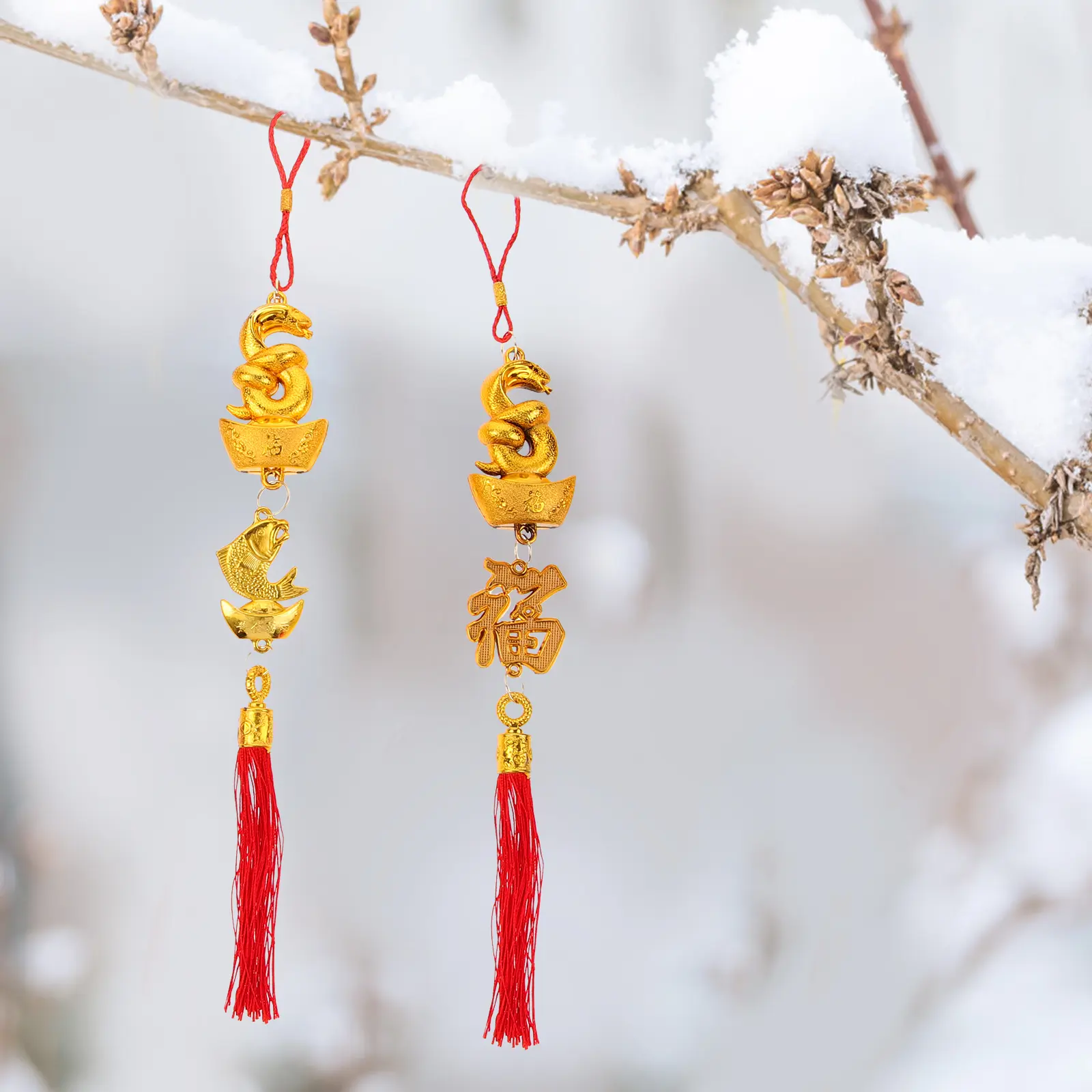 10 Pcs Snake Shaped Tassels Hanging Decorations Bonsai naments Prosperity Tree Accessories Front Door Pendant New Year Charms