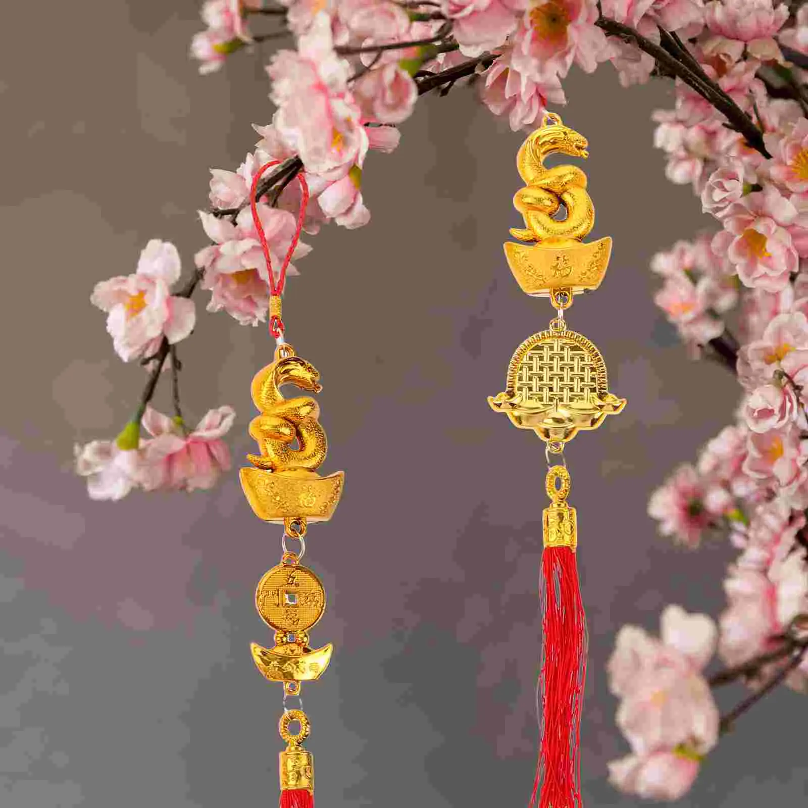 10 Pcs Snake Shaped Tassels Hanging Decorations Bonsai naments Prosperity Tree Accessories Front Door Pendant New Year Charms