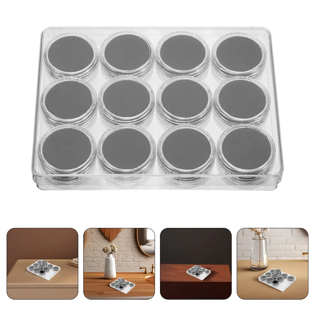 2 Sets Display Case Acrylic Bare Stone Box Loose Gems Storage Bracket Clear