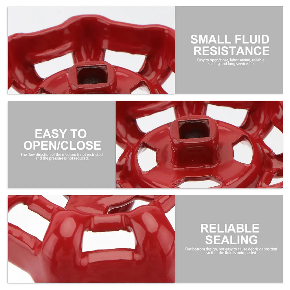 2pcs Valve Handle Metal Shut-off Fitting Flat Bottom Design Water Pipe Fitting Cast Iron Handle Ball Valve Component