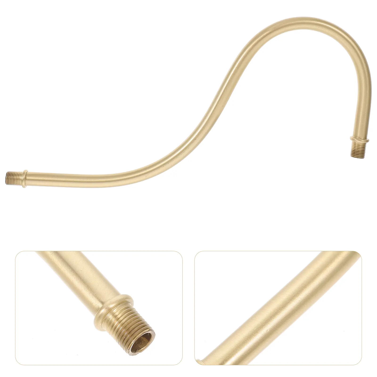 1pc Copper Bent Tube Accessories Pure Hollow Curved Rod M10 Threaded Tube Lamp Stem Extension Downrod For Lighting Fixture