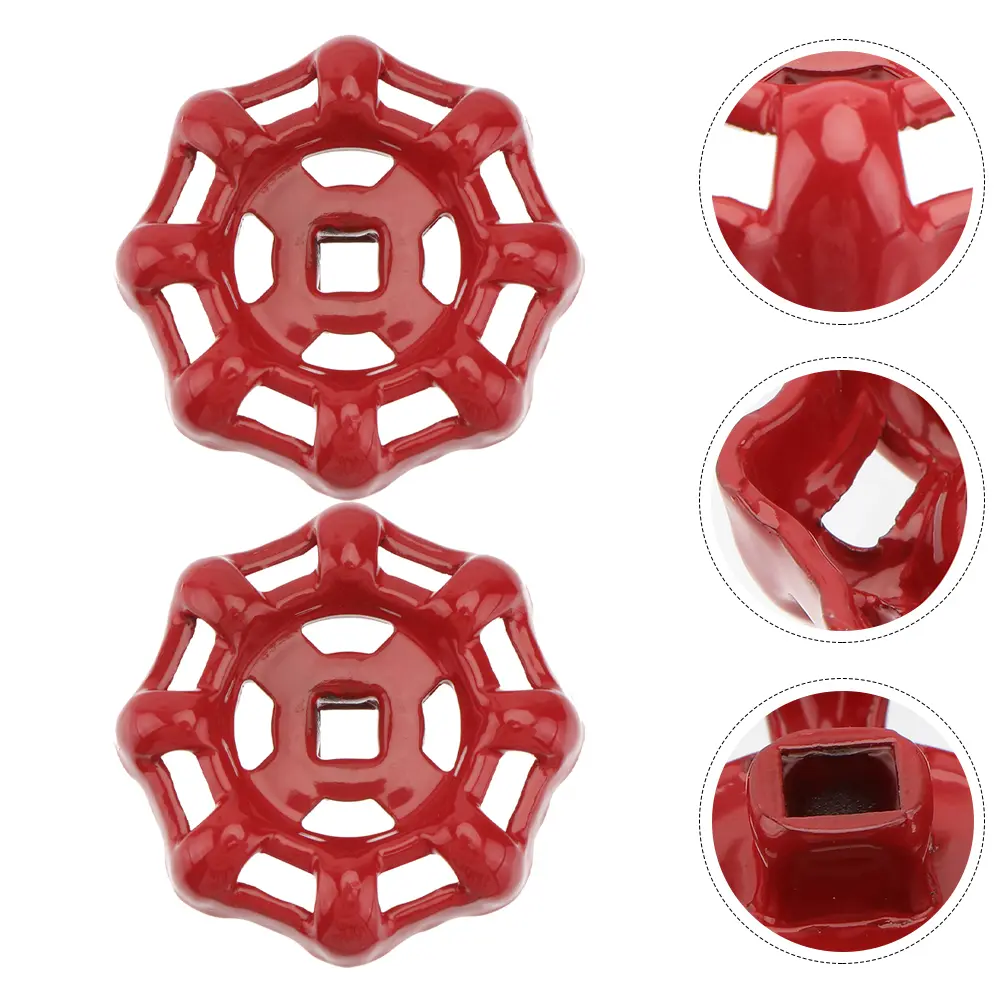 2pcs Valve Handle Metal Shut-off Fitting Flat Bottom Design Water Pipe Fitting Cast Iron Handle Ball Valve Component