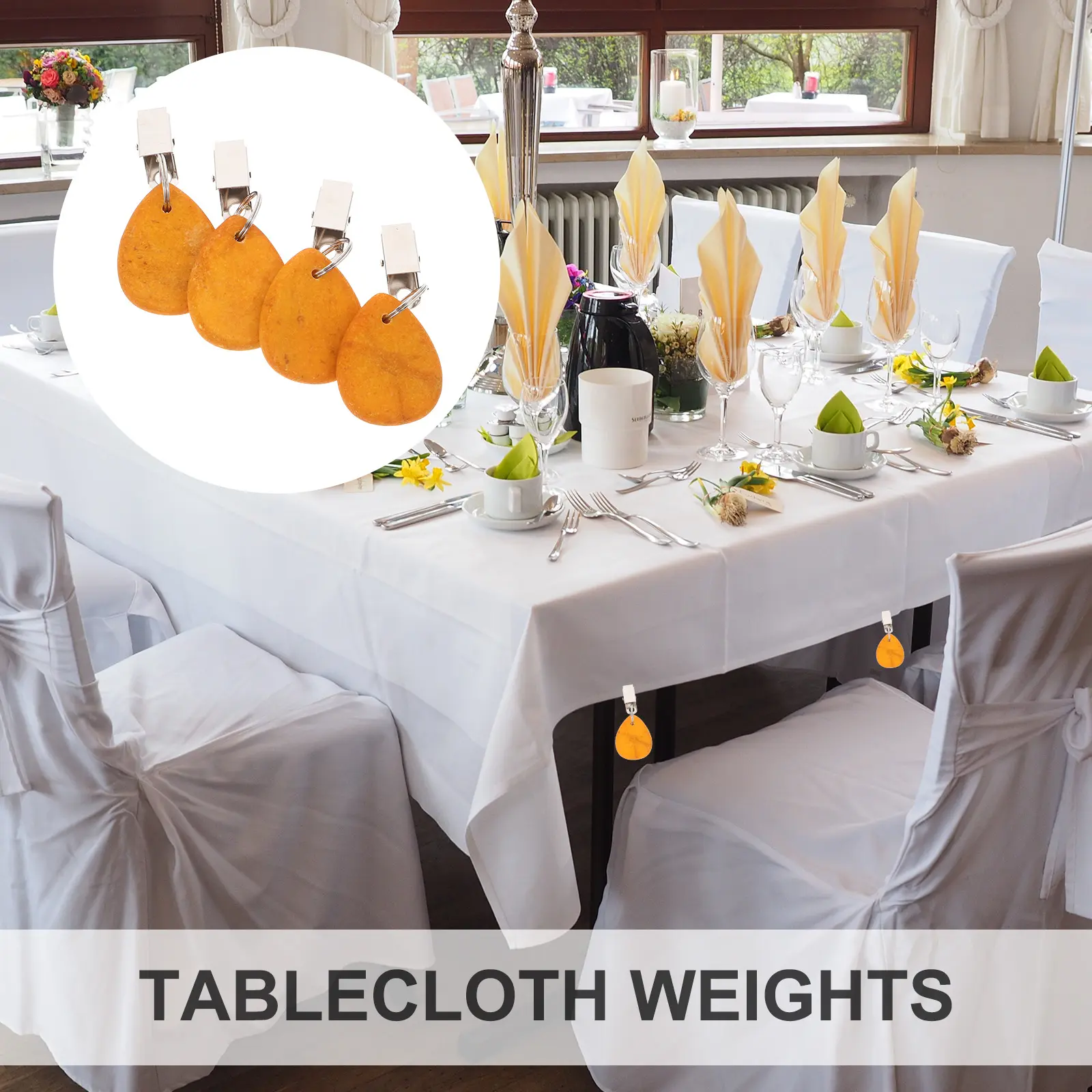 4 Pcs Tablecloth Clips Windproof Load bearing Decorative Pendents Picnic Yellow Easy Install Remove Practical Home