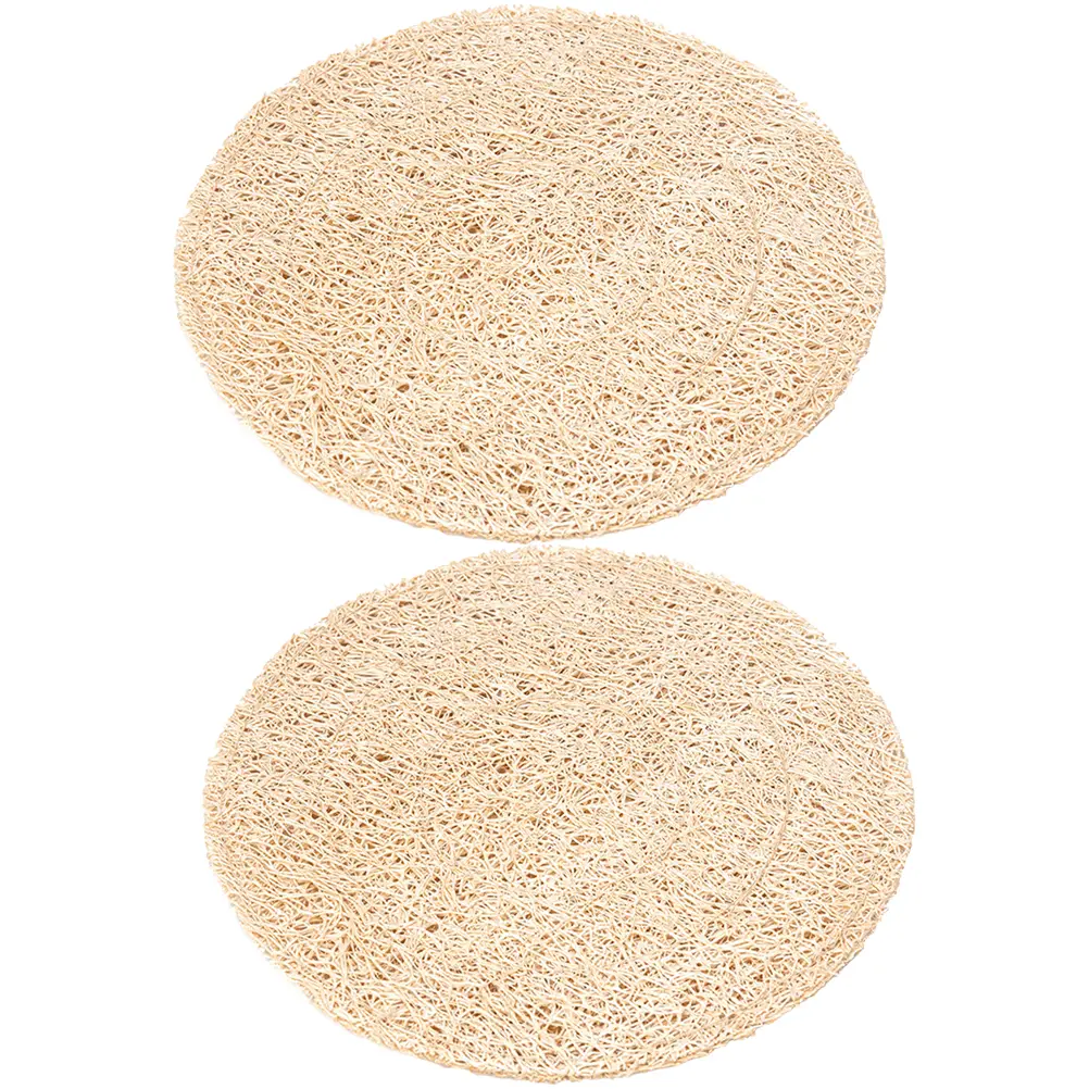 2 Pcs Loofah Coaster Natural Tea Mat Drink Table Wear Resistant Non Slip Insulated Cup Pad Home Office Decorative Table