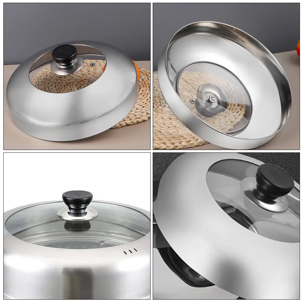 Stainless Steel Universal Pot Lid Pots Pans Steamer Strong Easy Open Handle Space Saving Silver Kitchen for pots