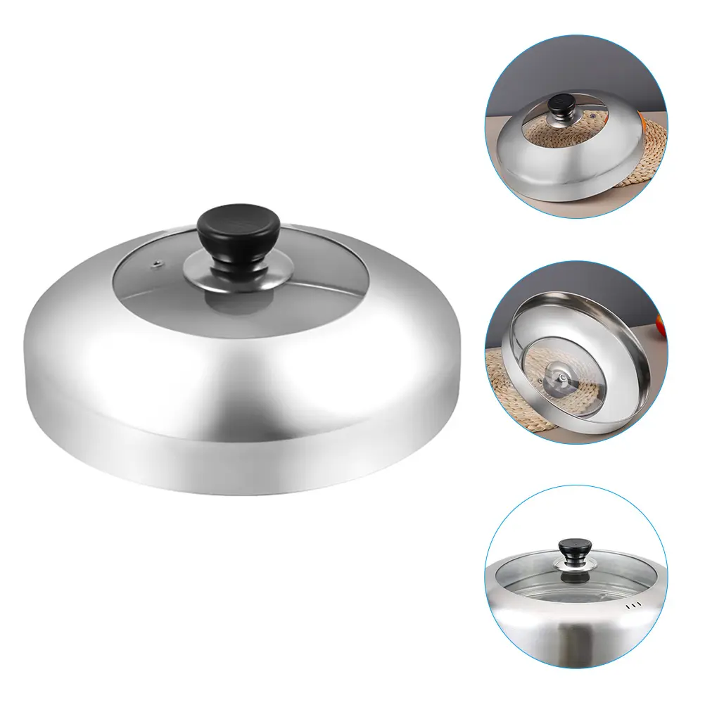 Stainless Steel Universal Pot Lid Pots Pans Steamer Strong Easy Open Handle Space Saving Silver Kitchen for pots