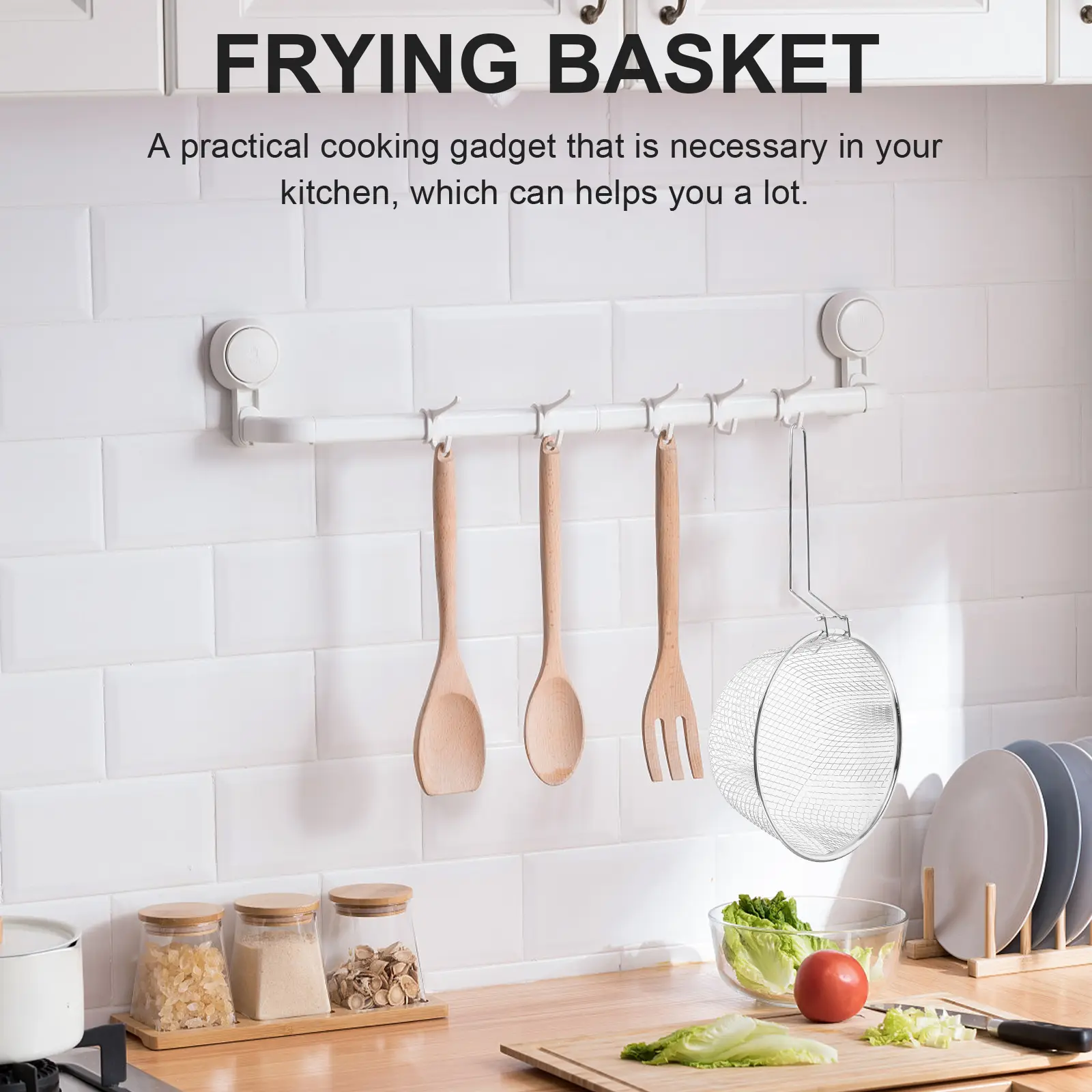 Stainless Steel Frying Metal Fryer with Handle Large Capacity Chip Pan Basket Fry Baskets with Handles Deep Fry Basket Metal