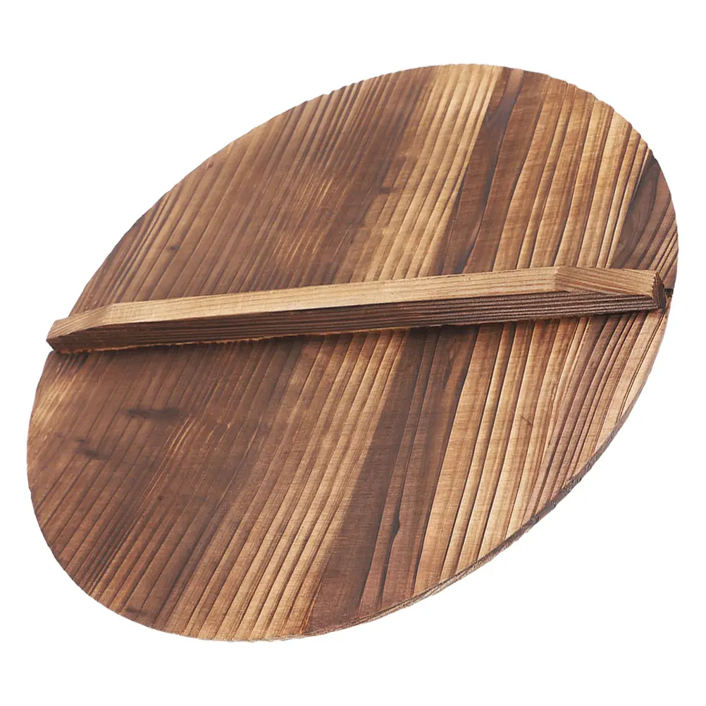 Natural Wood Lid Anti-Splash Anti-Scald Pot Lightweight Smooth Surface Anti-Oil Splashing Retain Steam Wooden Pot Protector