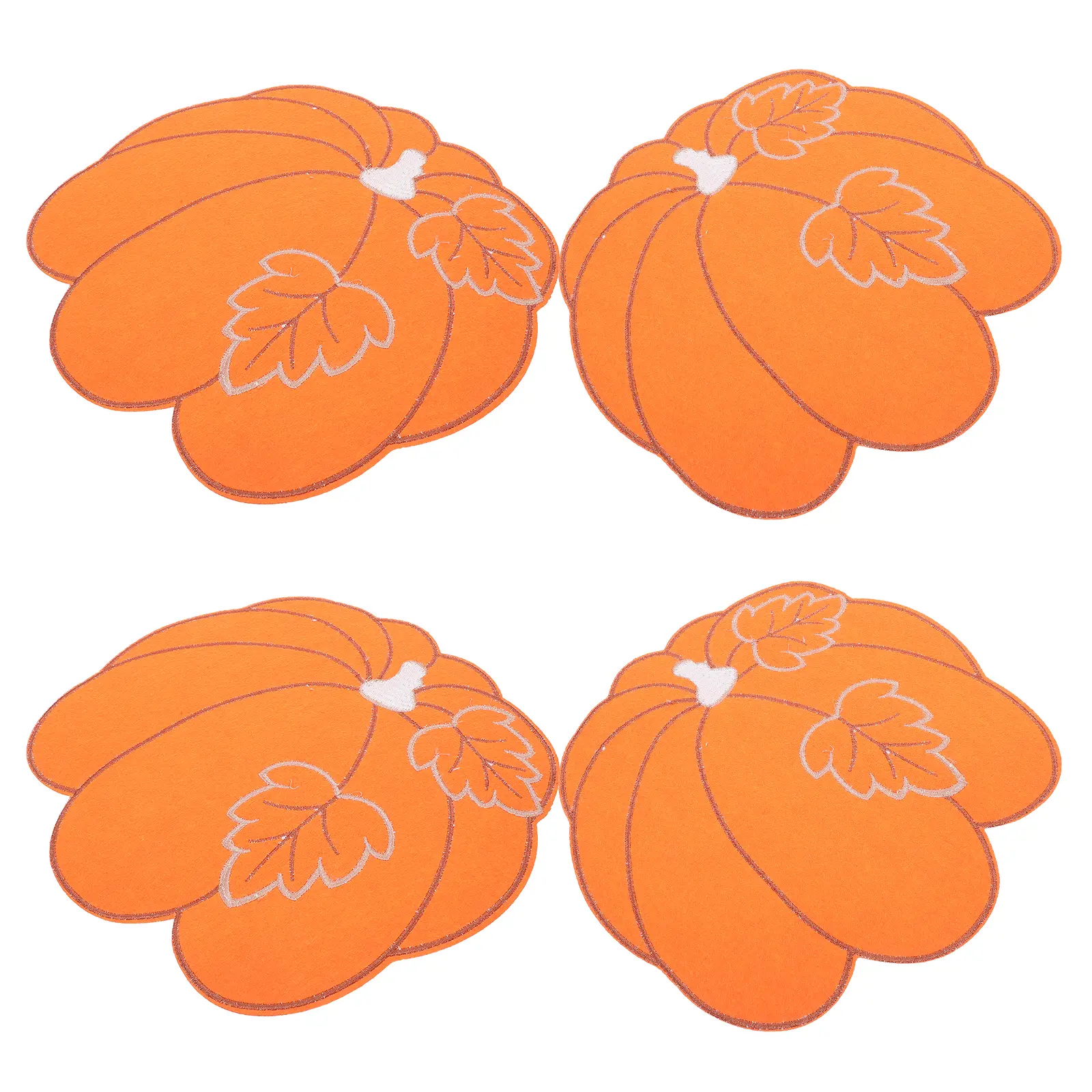 4pcs Pumpkin Table Mats Placemats Non-Slip Insulated Decorative Coasters for Kitchen Dining Room Festival Thanksgiving