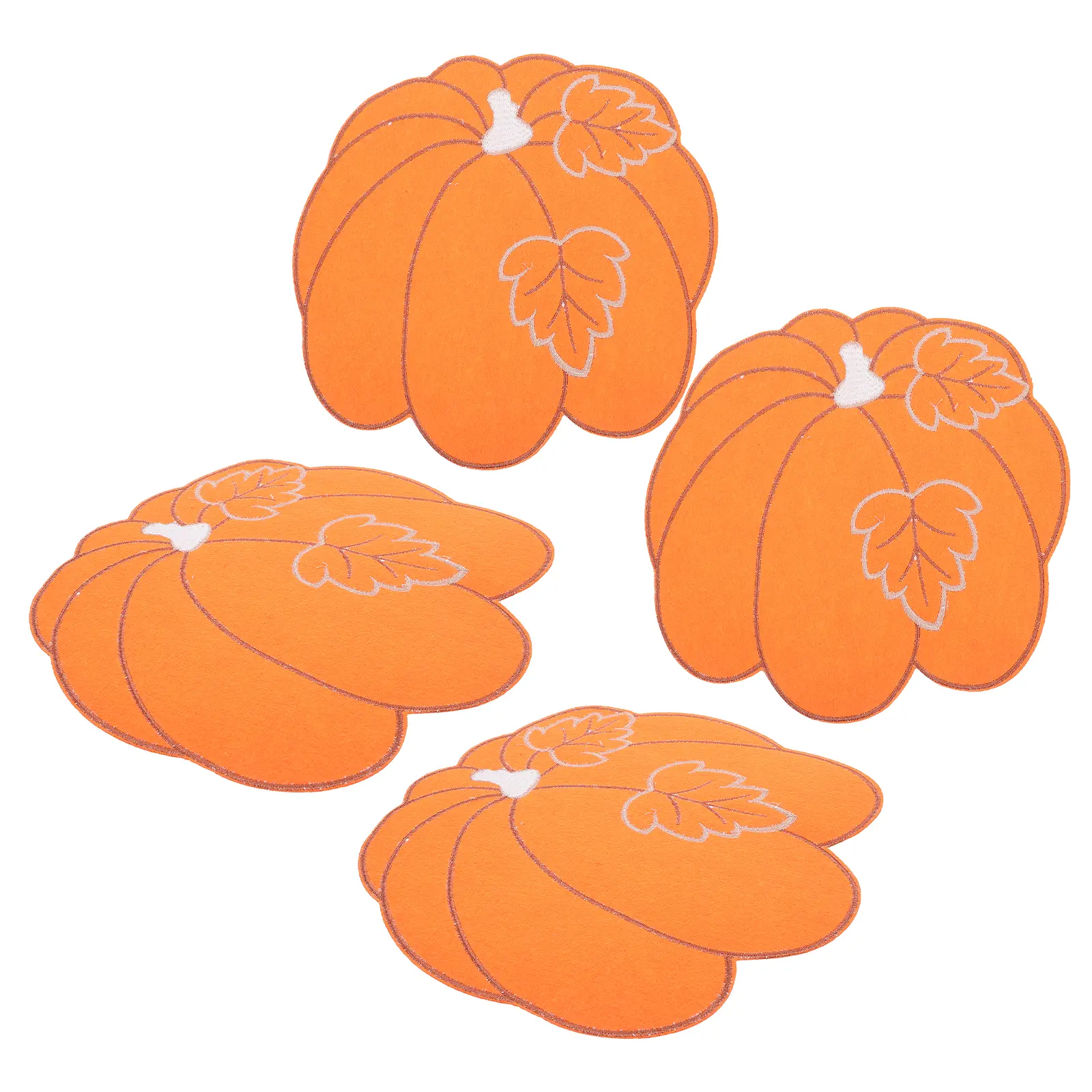 4pcs Pumpkin Table Mats Placemats Non-Slip Insulated Decorative Coasters for Kitchen Dining Room Festival Thanksgiving