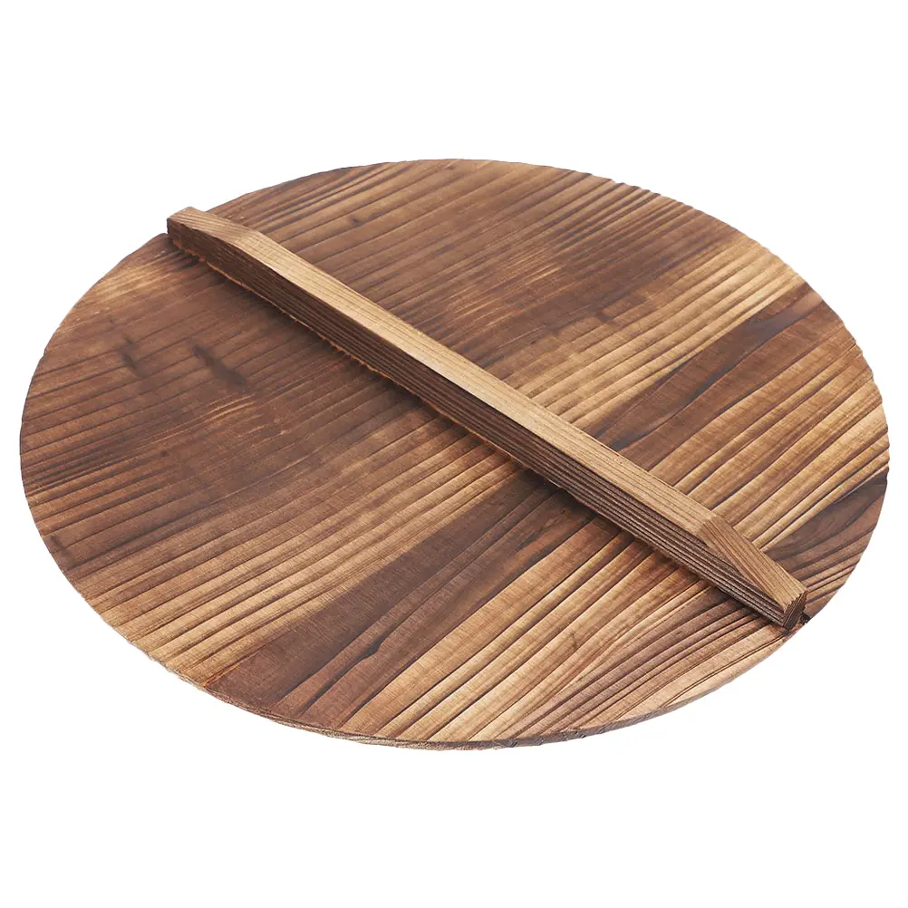 Natural Wood Lid Anti-Splash Anti-Scald Pot Lightweight Smooth Surface Anti-Oil Splashing Retain Steam Wooden Pot Protector