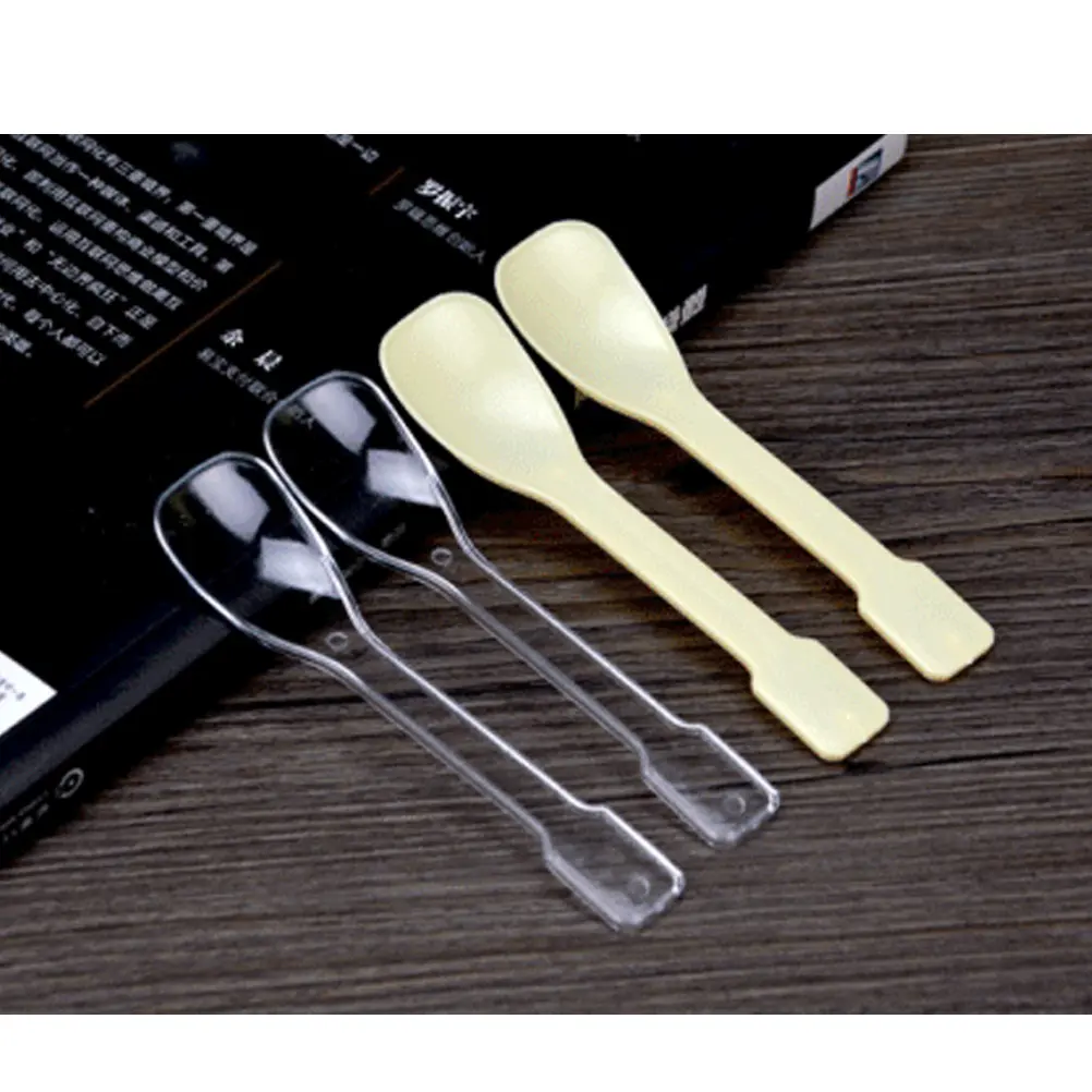 100 Pcs High-Quality Plastic Spoons Disposable Mini Clear For Ice Cream Jelly Dessert Parties