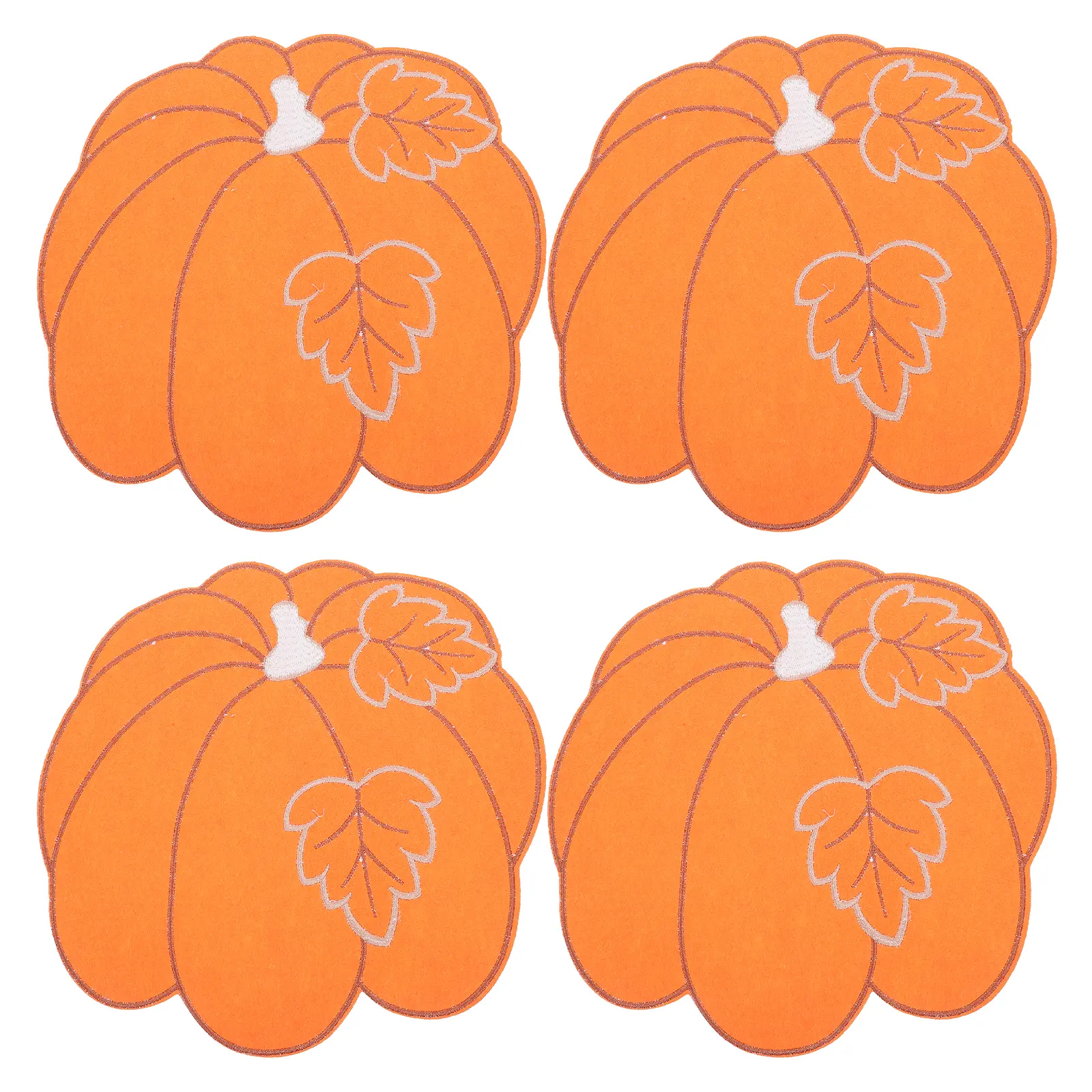 4pcs Pumpkin Table Mats Placemats Non-Slip Insulated Decorative Coasters for Kitchen Dining Room Festival Thanksgiving