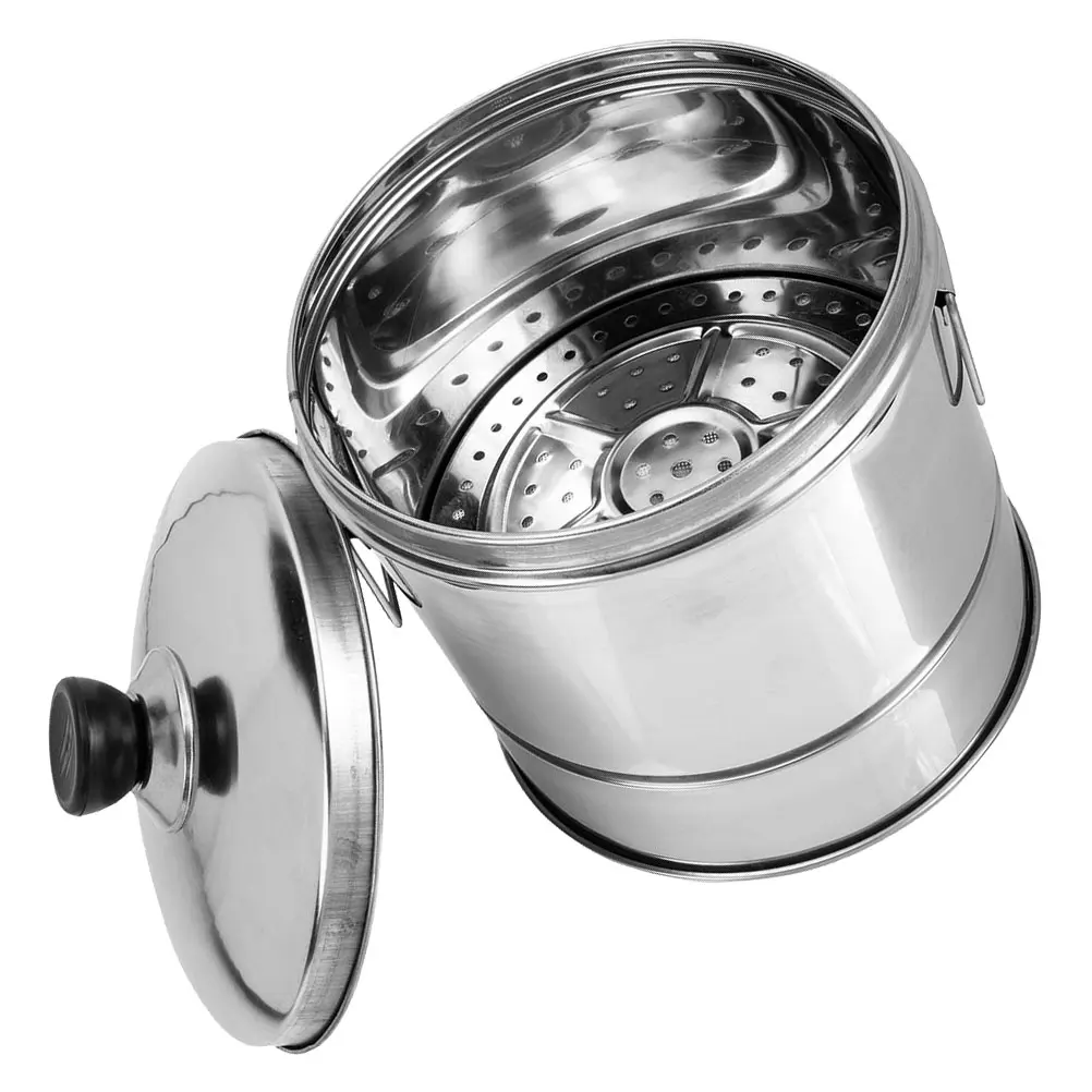 Stainless Steel Steamer Pot Rice Bucket Cookware Smooth Surface Lid Handle Kitchen Tool Food Grade Sushi Container