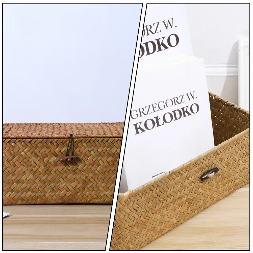 2pcs Seaweed Woven Storage Basket Eco-Friendly Waterproof Natural Organizer for Home Bathroom Clothes