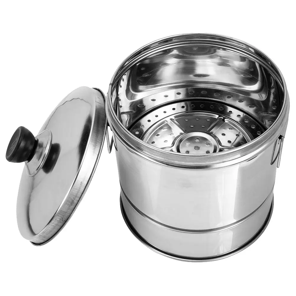 Stainless Steel Steamer Pot Rice Bucket Cookware Smooth Surface Lid Handle Kitchen Tool Food Grade Sushi Container