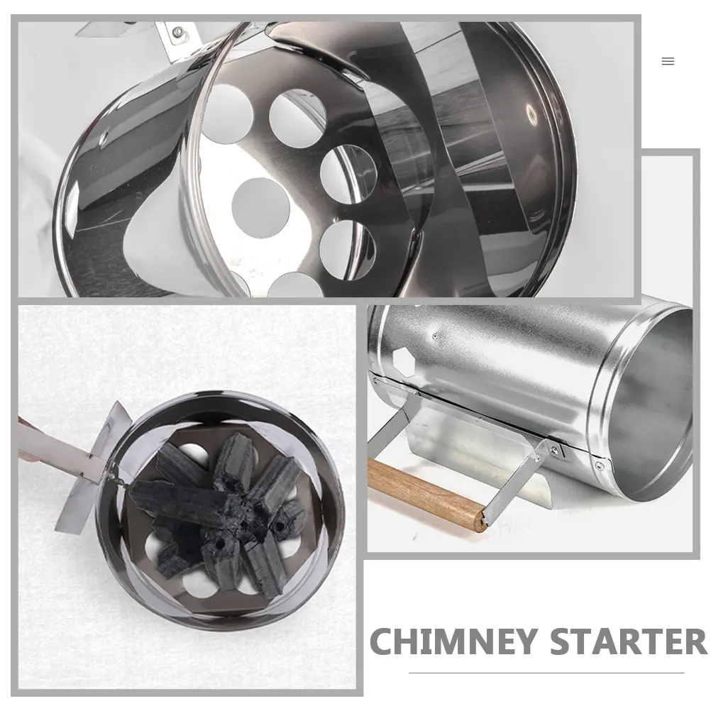 Charcoal Bucket Chimney Starter Large Mouth Outdoor Bbq Supply Cooking Tool Reusable Galvanized Steel Grill Supply