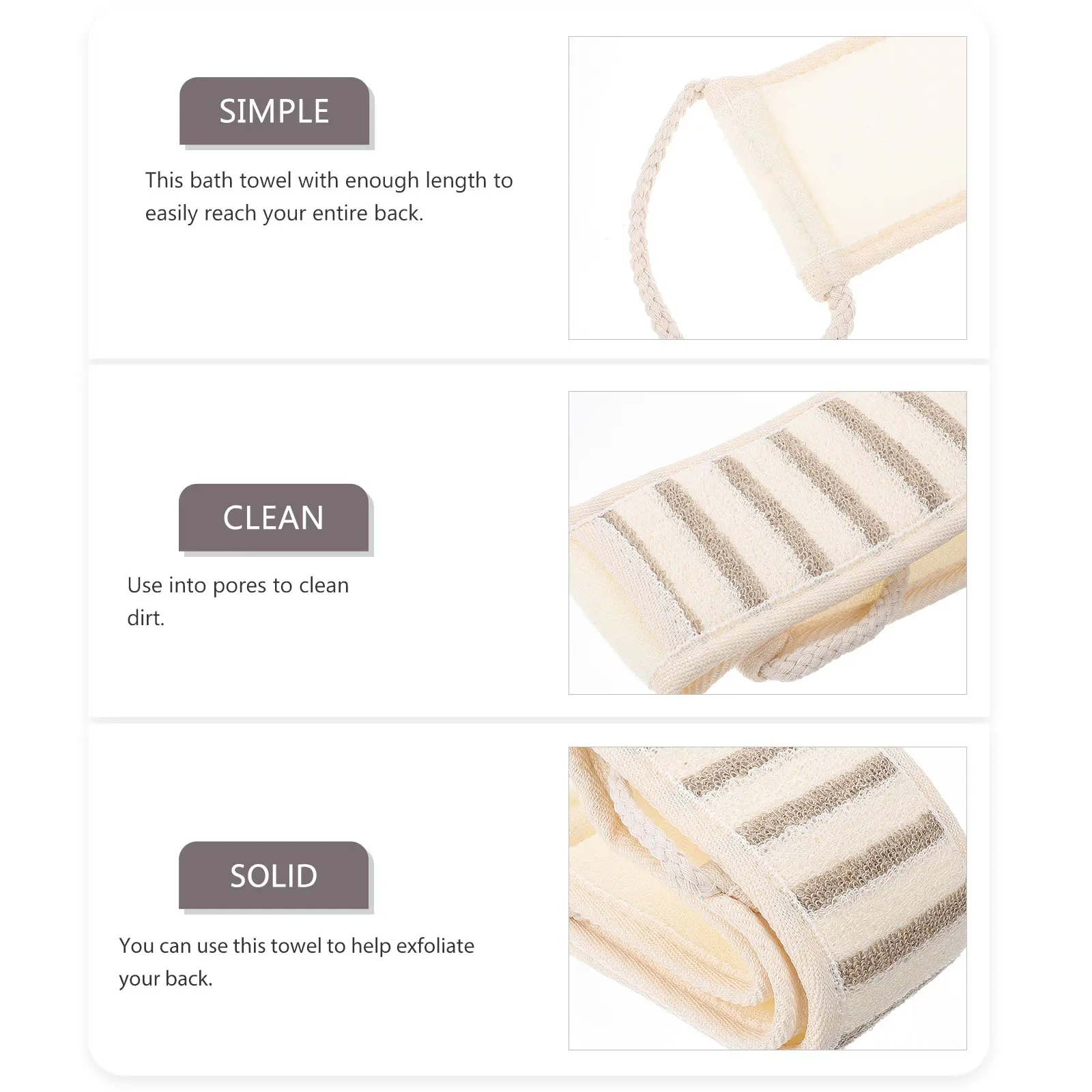 Long Bath Exfoliating Exfoliating Scrubber Back Scrubber Linen Material Gentle Skin Friendly Shower Tool Bath Supplies