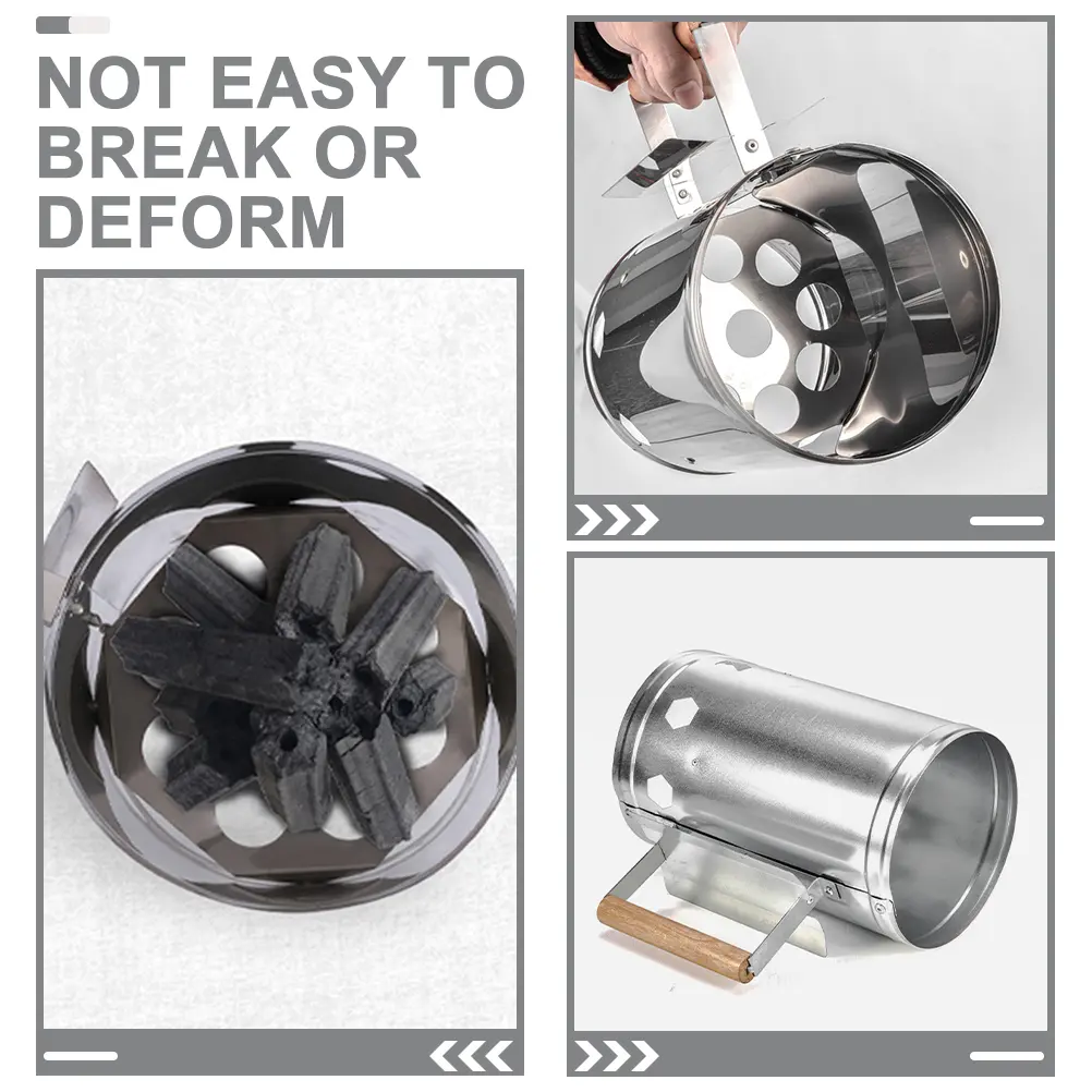 Charcoal Bucket Chimney Starter Large Mouth Outdoor Bbq Supply Cooking Tool Reusable Galvanized Steel Grill Supply