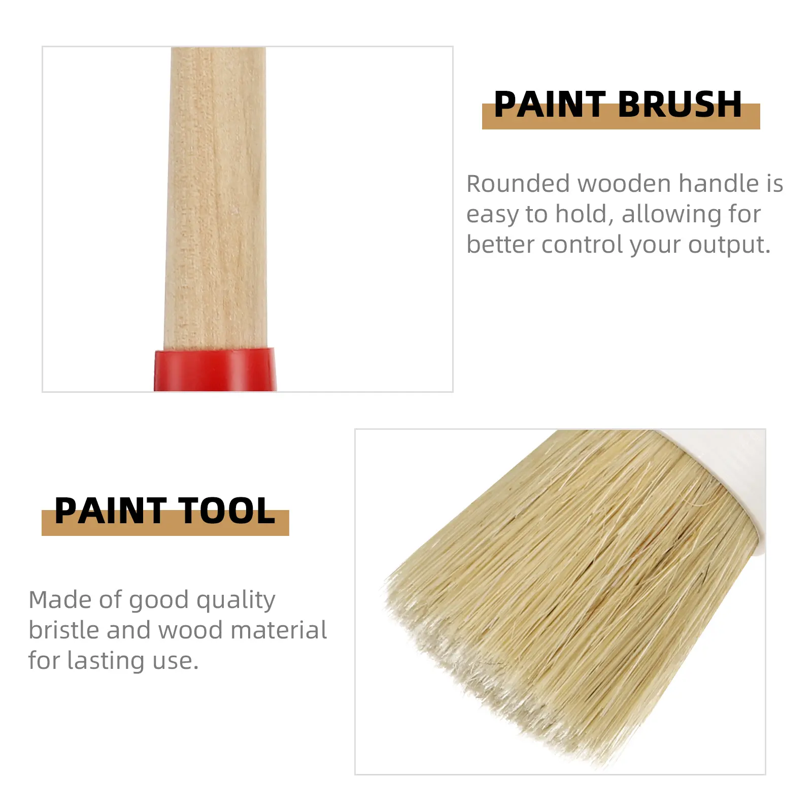 3 Pcs Paint Brushes Wood H Durable Flexible Paint Brushes Set Artist Tool Round Shape Home Use Painting Cleaner