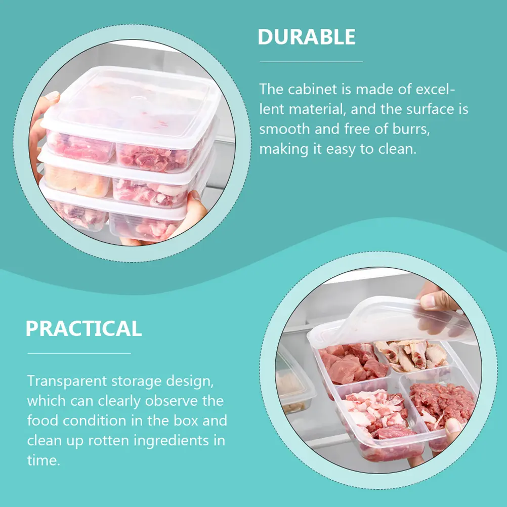3pcs Food Storage ganizer Keeping Container Plastic Divided Bin Lid Kitchen Box Save Material