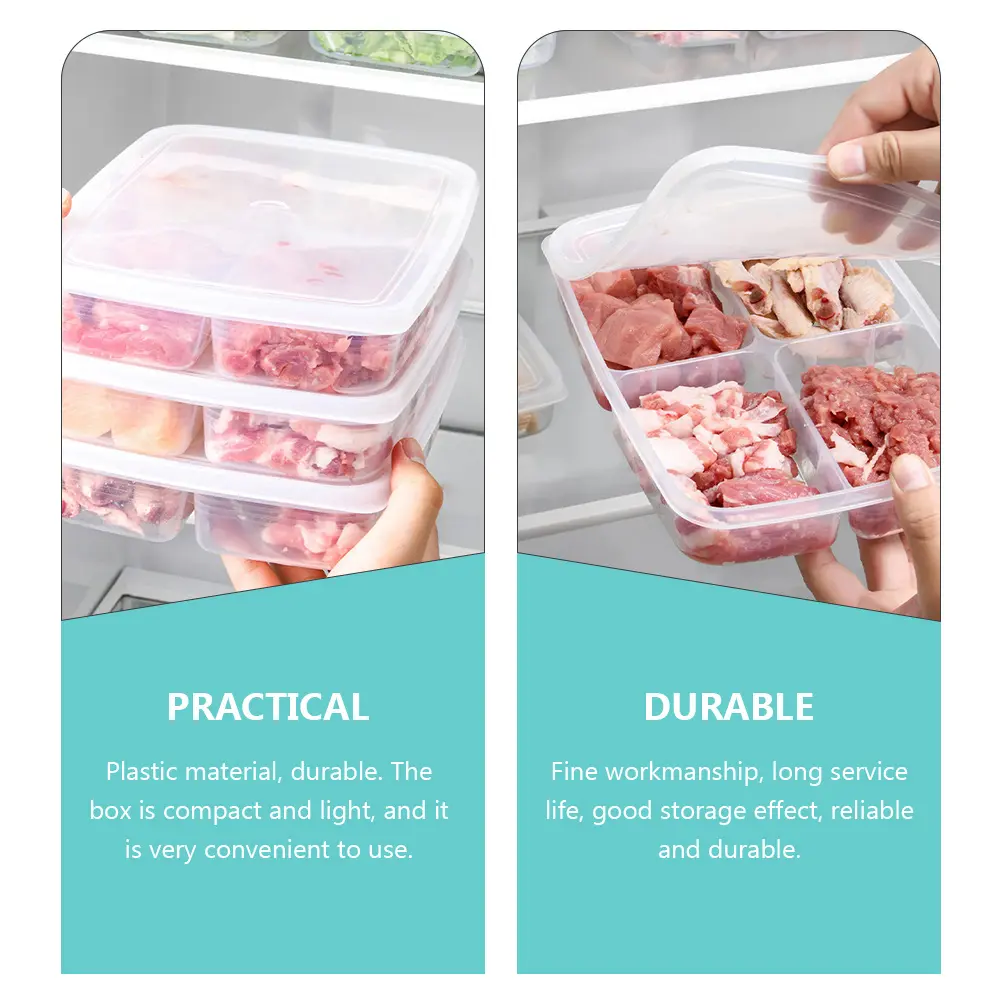 3pcs Food Storage ganizer Keeping Container Plastic Divided Bin Lid Kitchen Box Save Material