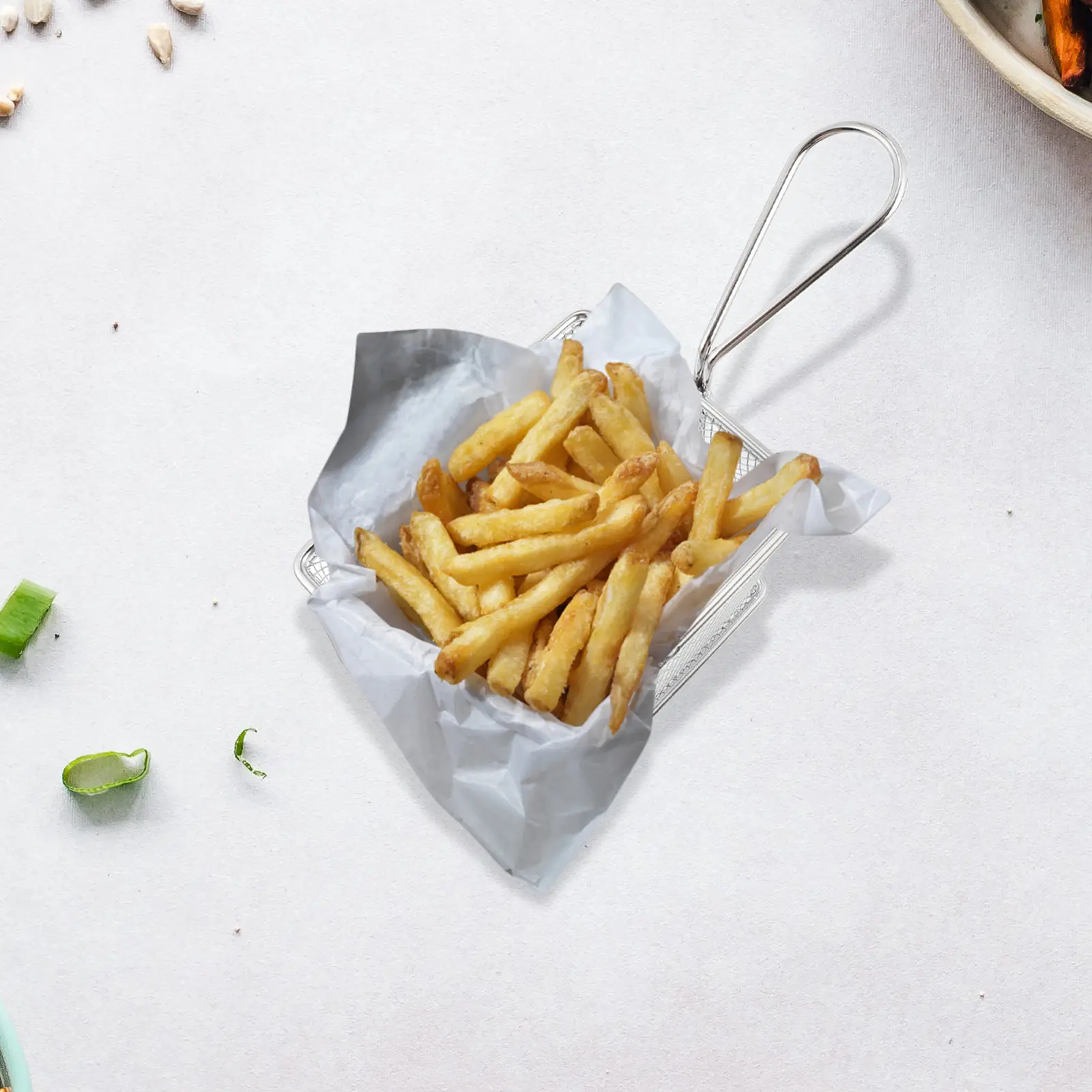 Stainless Steel Fry Deep Frying Mesh for Potatoes French Fries Chicken Wings Oil Filter Practical Filter Household Kitchen