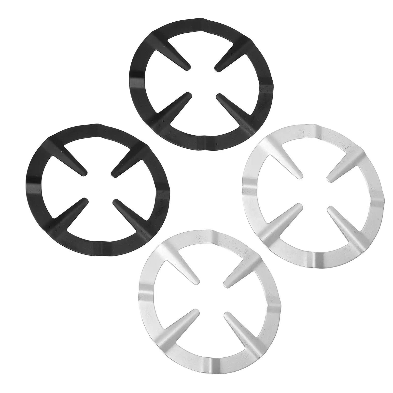 4pcs Gas Burner Stove Tripod Grate Stand Black Hob Rack Range Ring Reducer Stainless Steel Pot Holder Coffee Shop