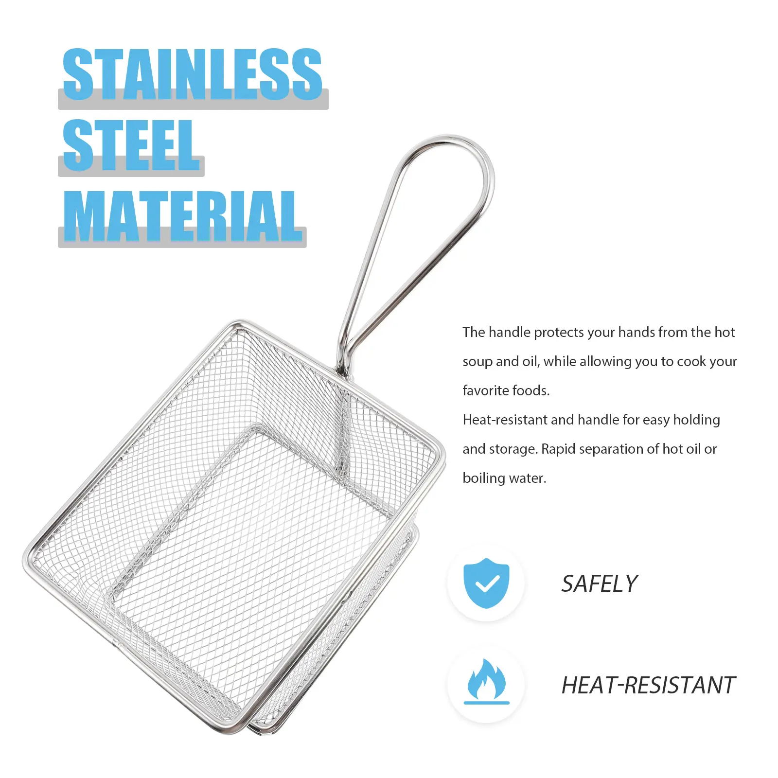 Stainless Steel Fry Deep Frying Mesh for Potatoes French Fries Chicken Wings Oil Filter Practical Filter Household Kitchen