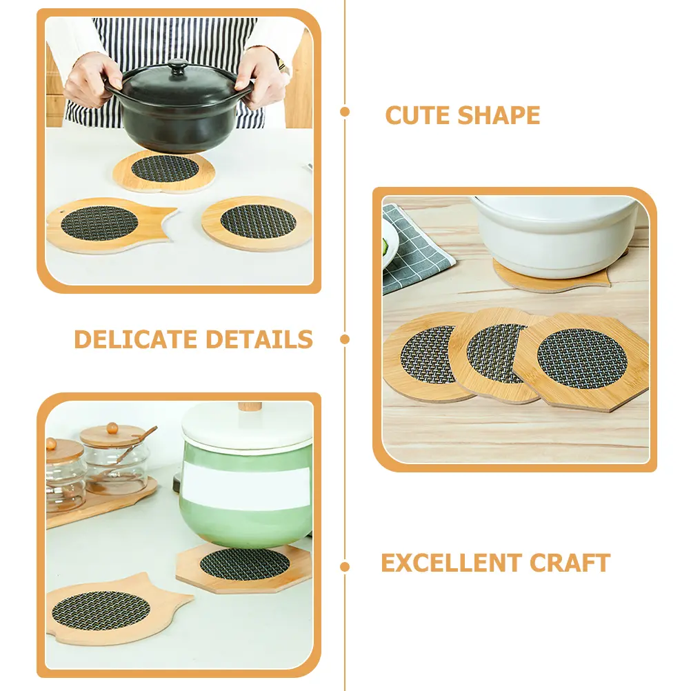 4 Pcs Wooden Placemats Heat Insulation Anti Scalding Coasters for Drinks Bamboo Table Mats Kitchen Counter