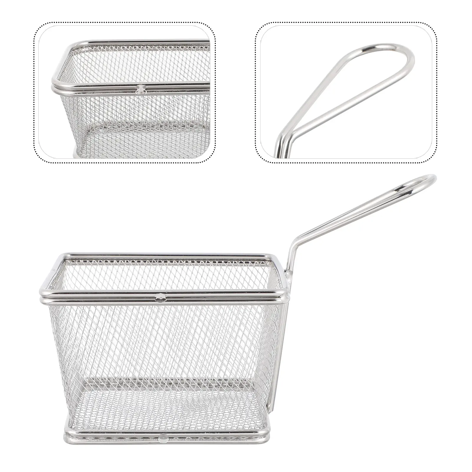 Stainless Steel Fry Deep Frying Mesh for Potatoes French Fries Chicken Wings Oil Filter Practical Filter Household Kitchen