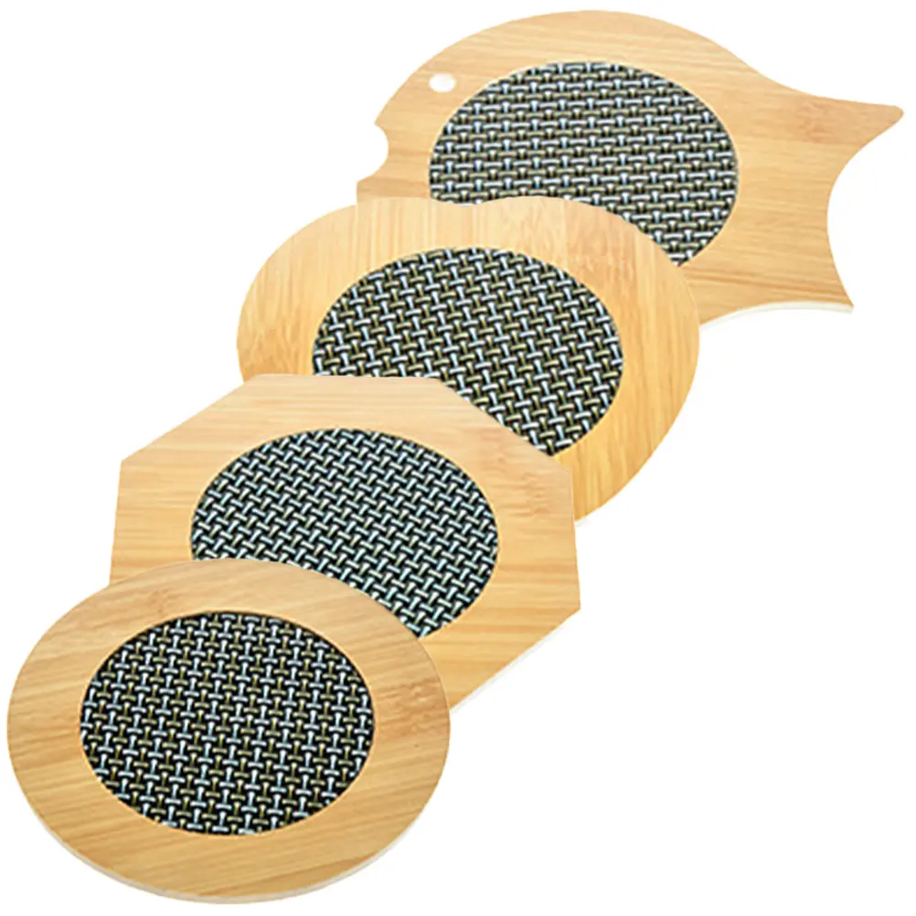 4 Pcs Wooden Placemats Heat Insulation Anti Scalding Coasters for Drinks Bamboo Table Mats Kitchen Counter