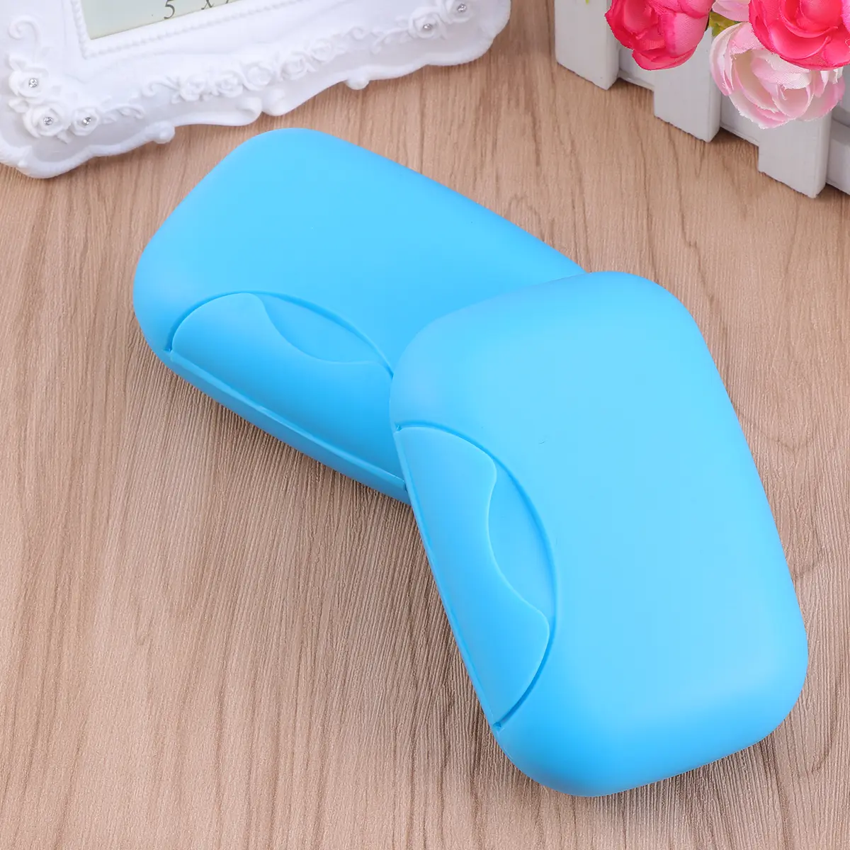 2pcs Portable Soap Box Blue Leak-Proof Lightweight Travel Container PP Plastic for Camping Hiking Home Use Soap Dish