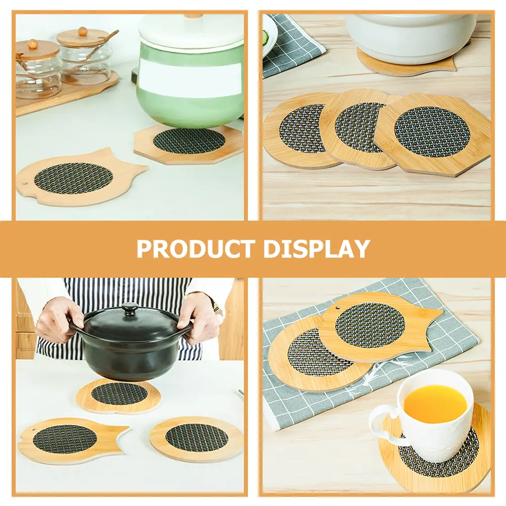 4 Pcs Wooden Placemats Heat Insulation Anti Scalding Coasters for Drinks Bamboo Table Mats Kitchen Counter