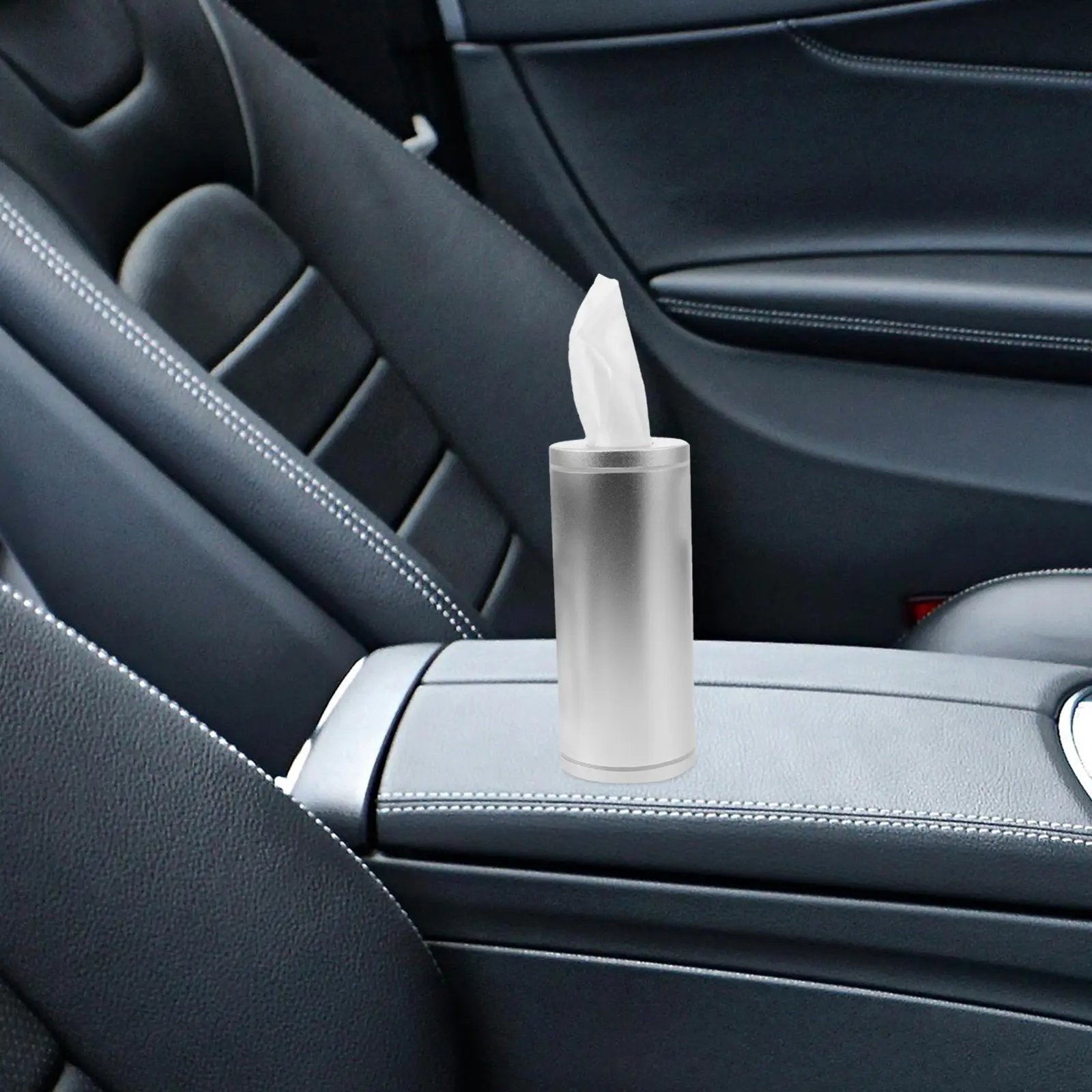 Aluminum Alloy Car Tissue Holder Round Tissue Box Cover Multifunctional Organizer For Vehicle Desk Bathroom