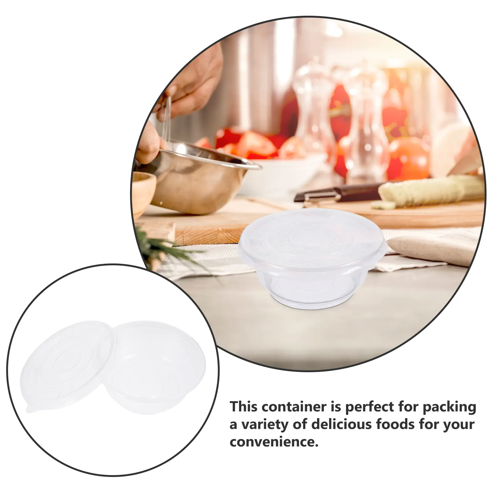 50 Sets Plastic Bowls Lids Round Lunch Boxes Small Containers Jelly Baby Food Storage Transparent Stackable Meal Prep Snacks
