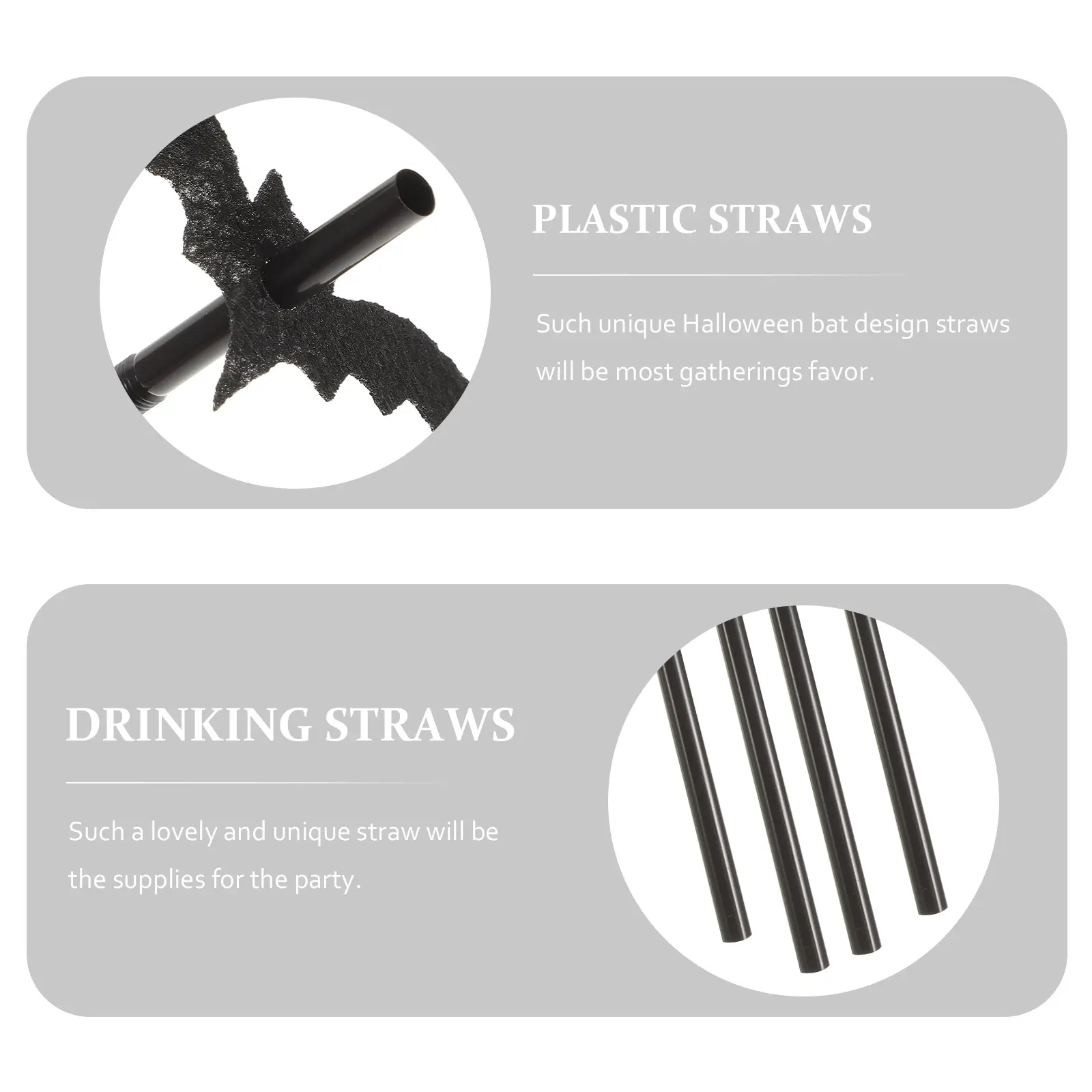 50 set Plastic Straws Decorative Halloween Bat Design Drinking Straws for Party Favors School Holiday Cocktail Decoration DIY